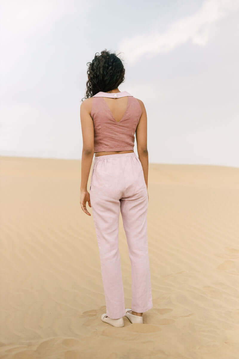 V-back top and high waisted trouser co-ords - Chi Linen