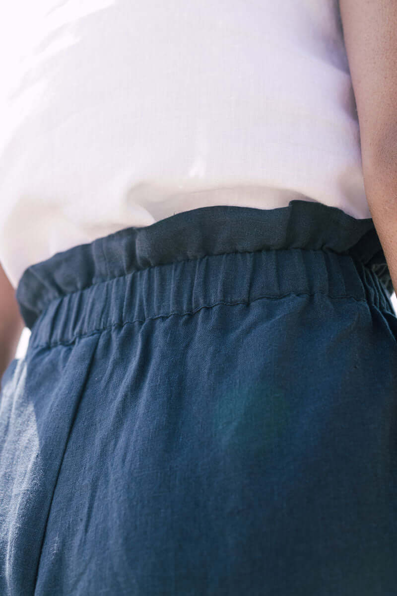 Frill waist shorts - Chi Linen