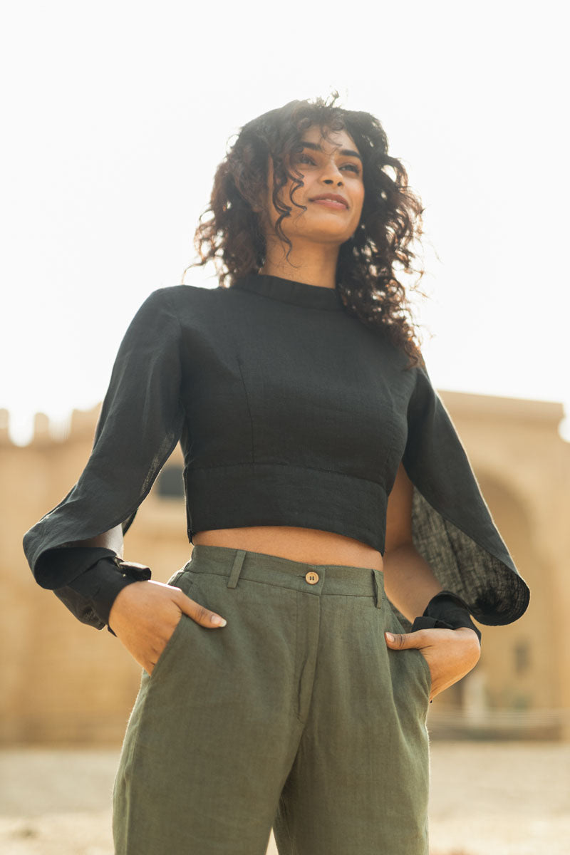 High neck top - Chi Linen