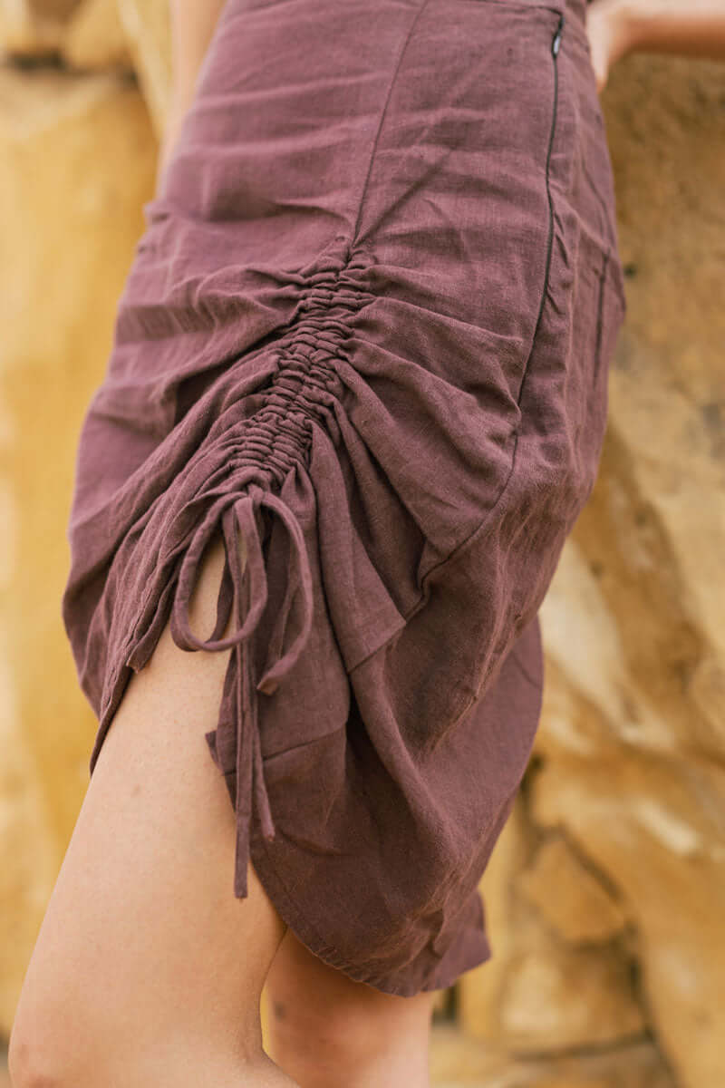Drawstring skirt with bustier top - Chi Linen