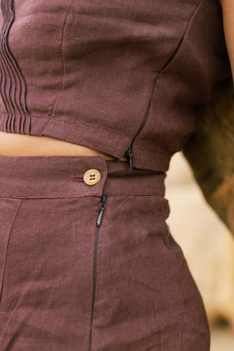 Drawstring skirt with bustier top - Chi Linen