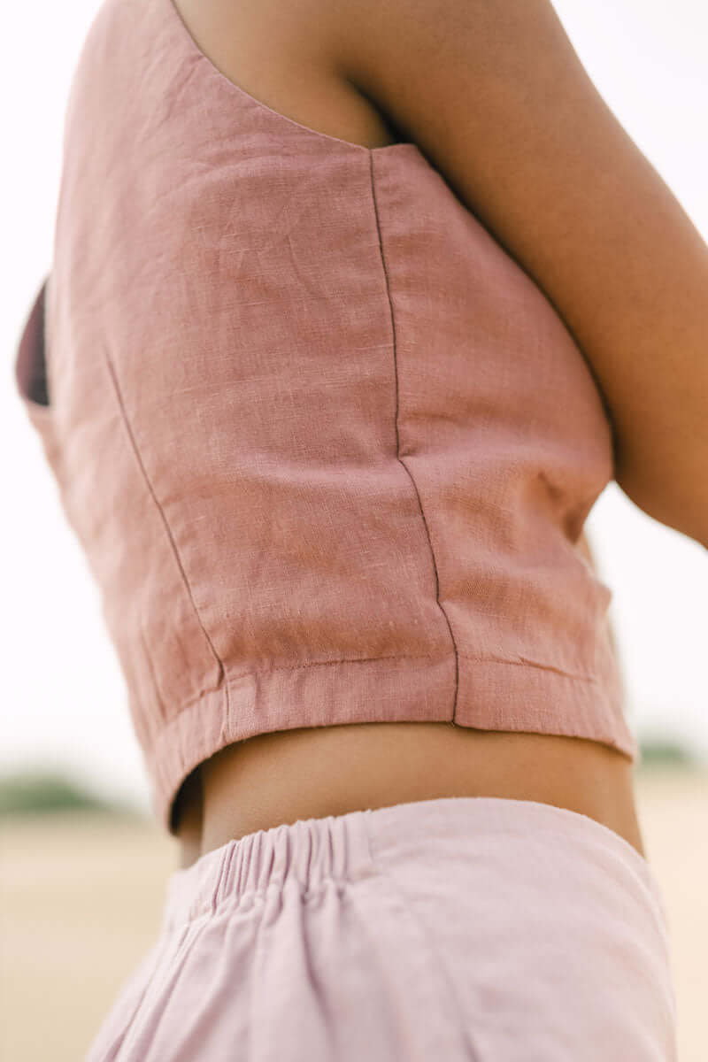 V-back top and high waisted trouser co-ords - Chi Linen