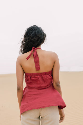 Halter neck peplum top - Chi Linen