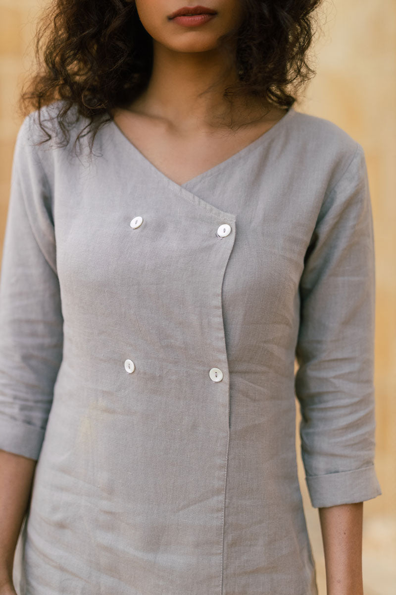 Four button Dress - Chi Linen