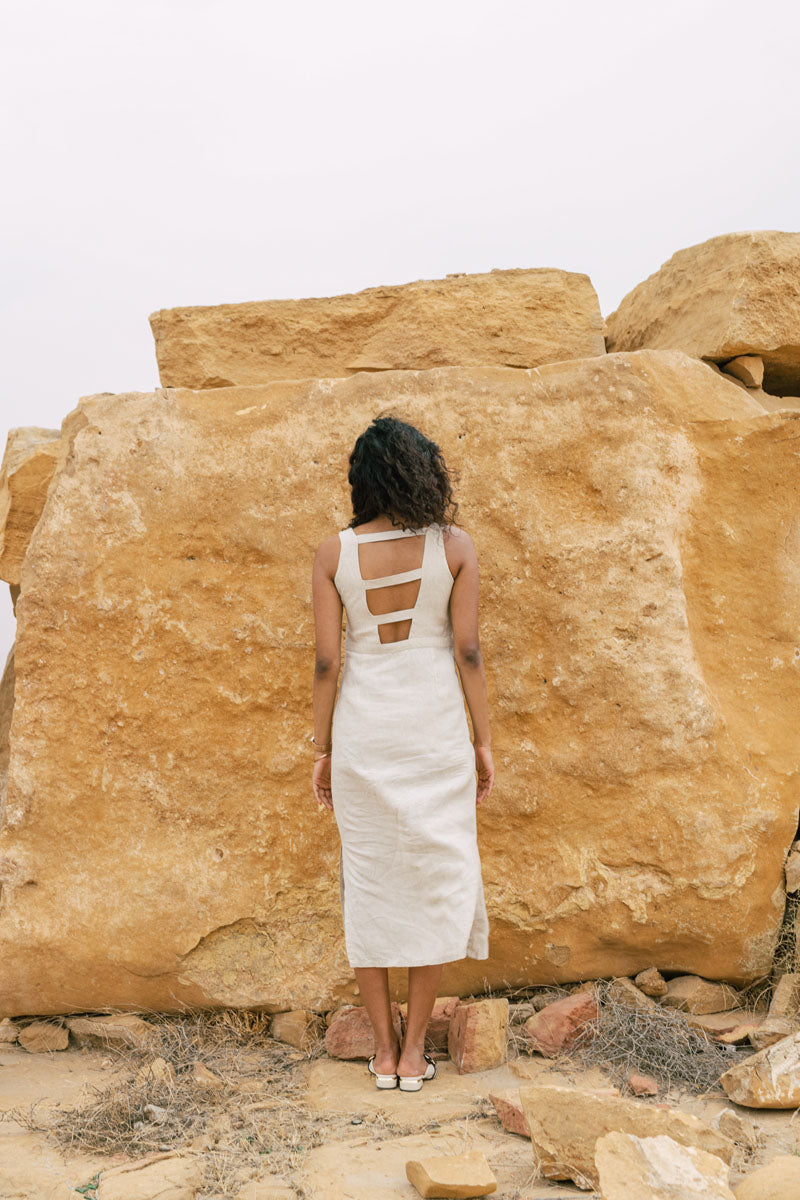 Strappy back shift Dress - Chi Linen
