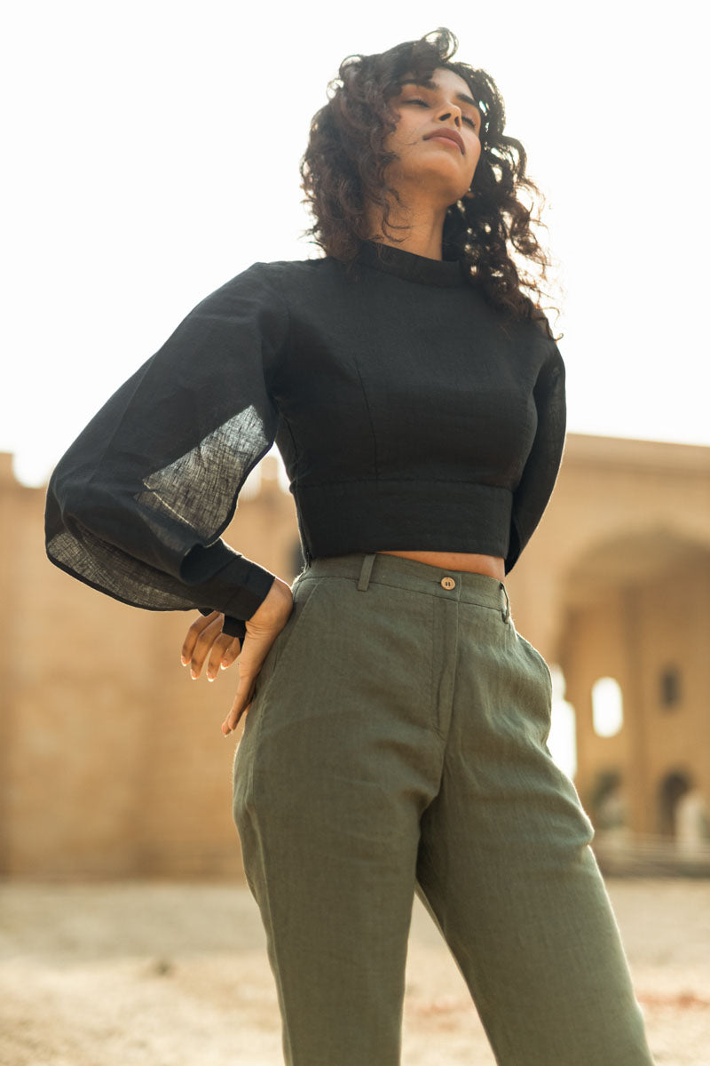 High neck top - Chi Linen