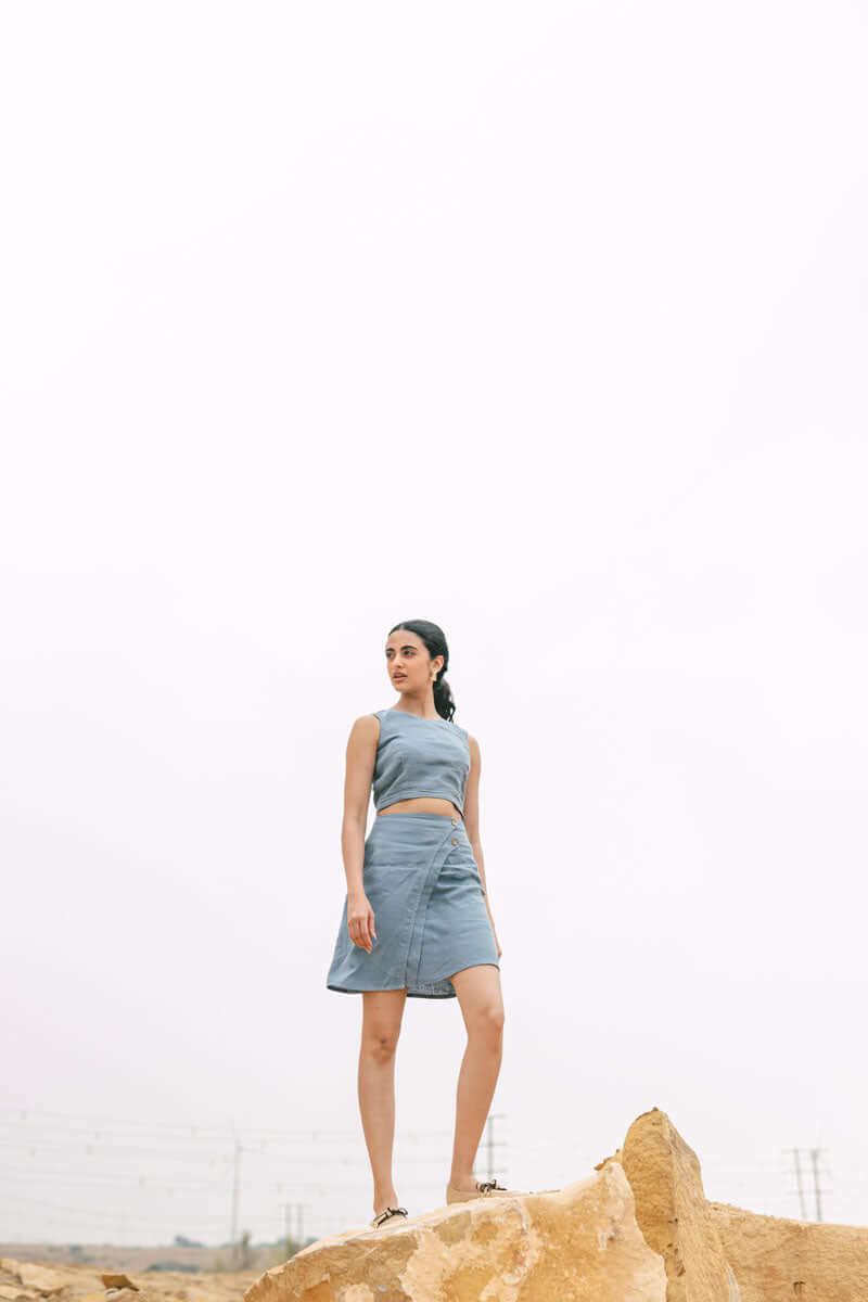 Double strap top with skirt co-ords - Chi Linen