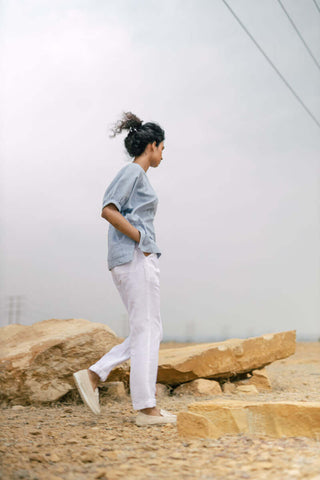 Regular trouser with turn up - Chi Linen