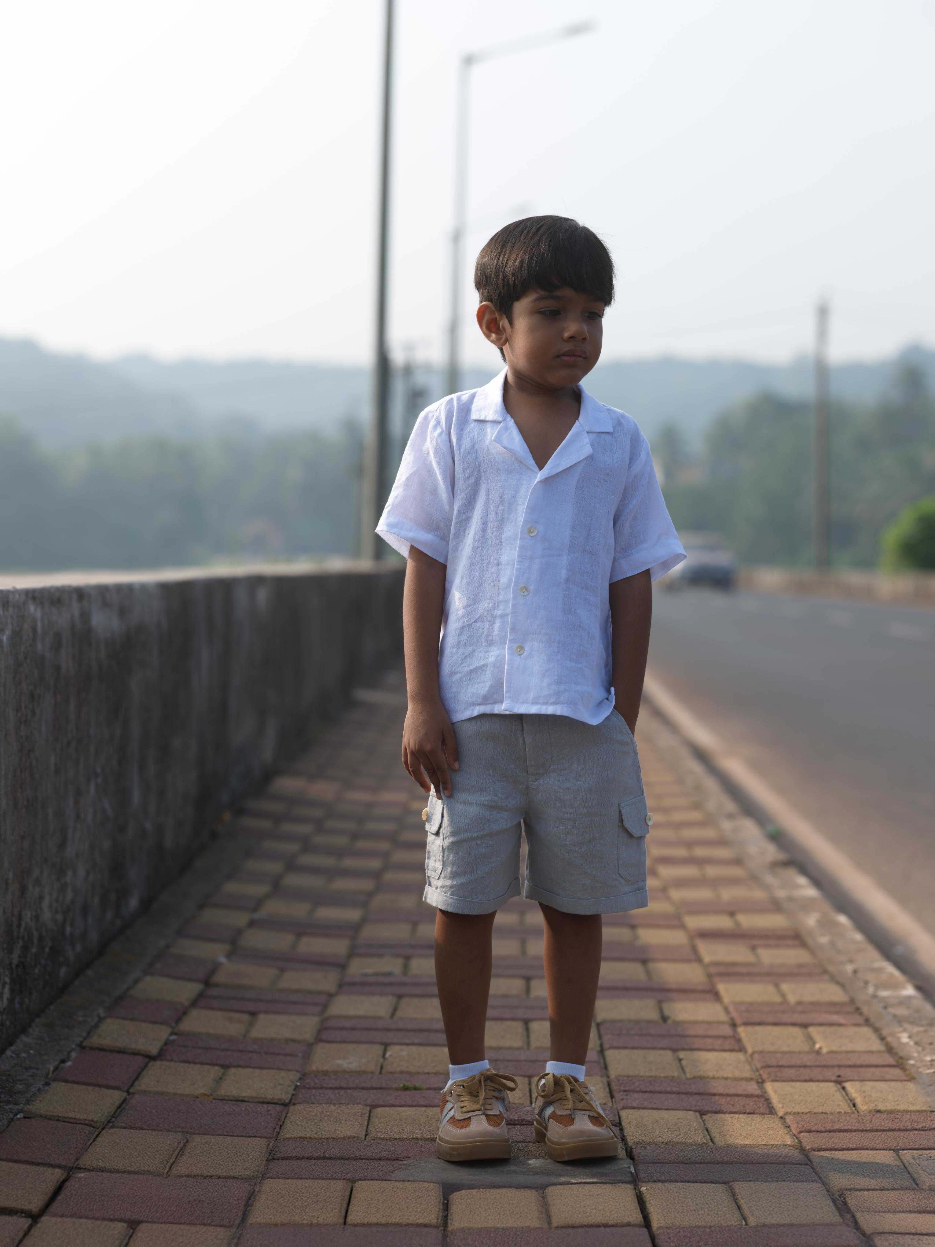Boys Cuban Collar Shirt White