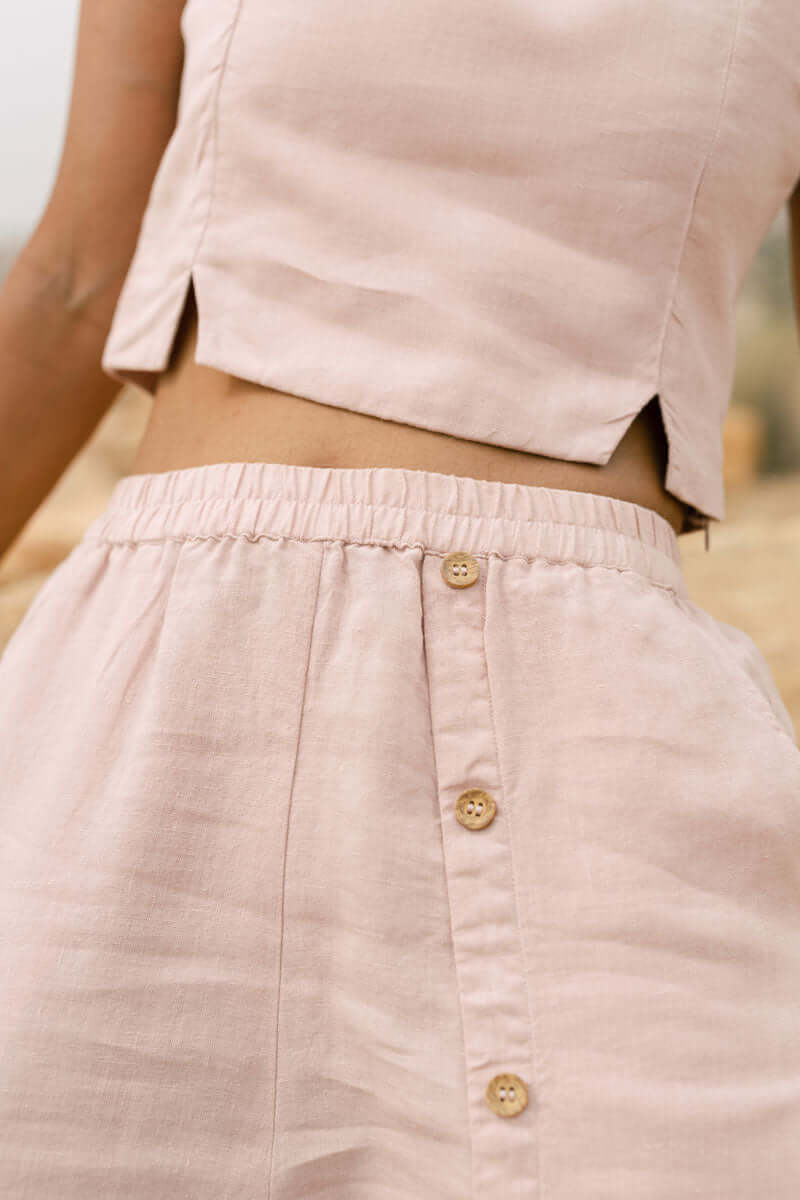 Crop top with slit trouser - Chi Linen