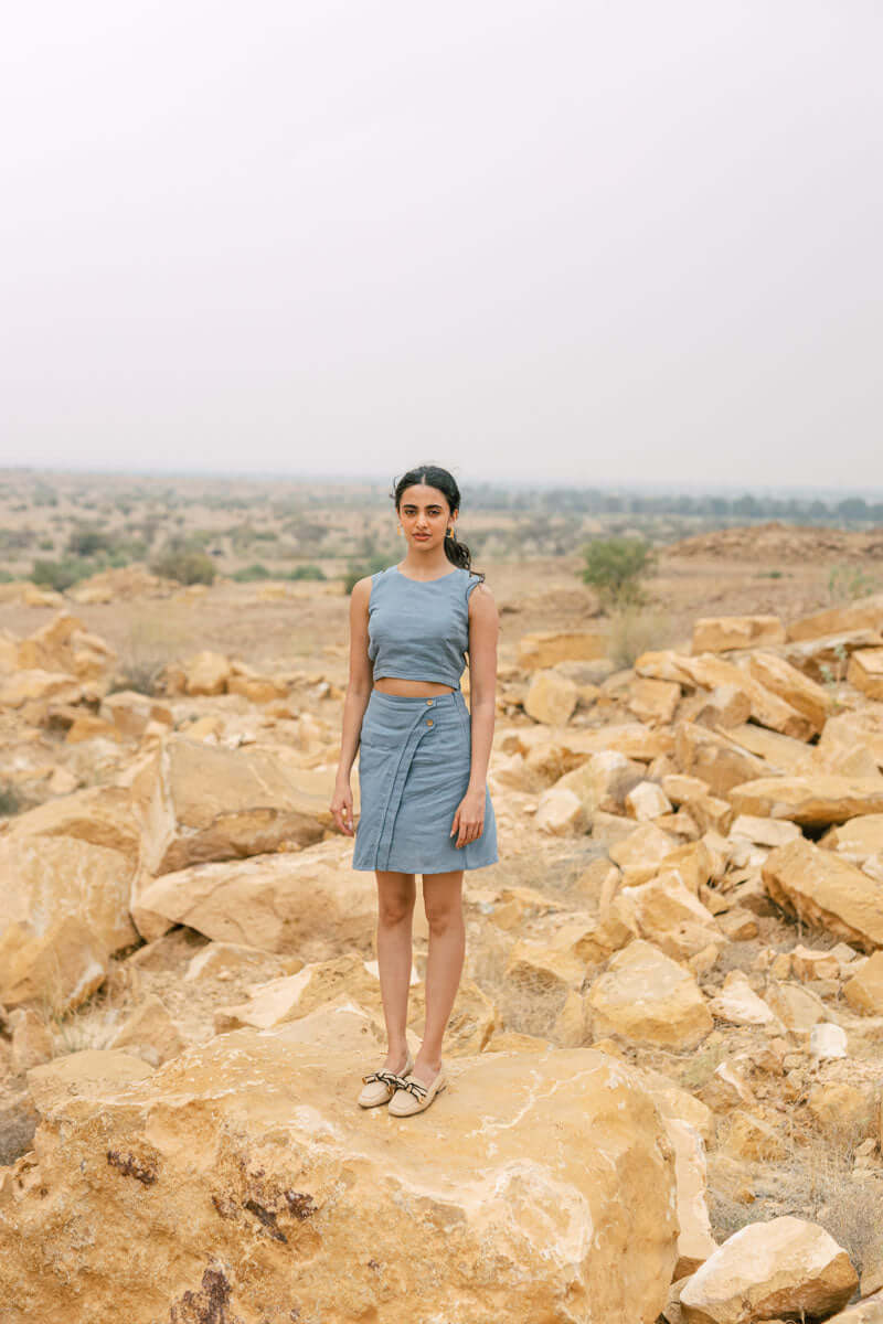 Double strap top with skirt co-ords - Chi Linen