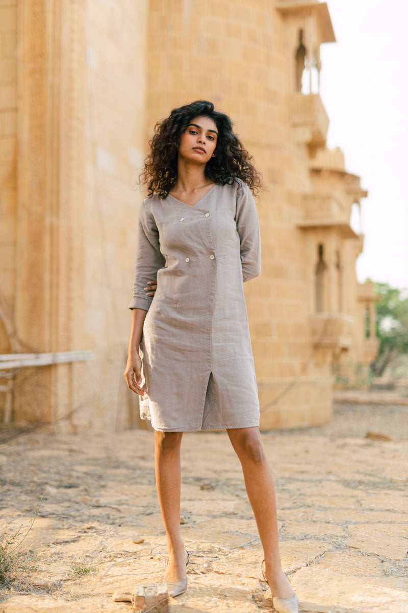 Four button Dress - Chi Linen