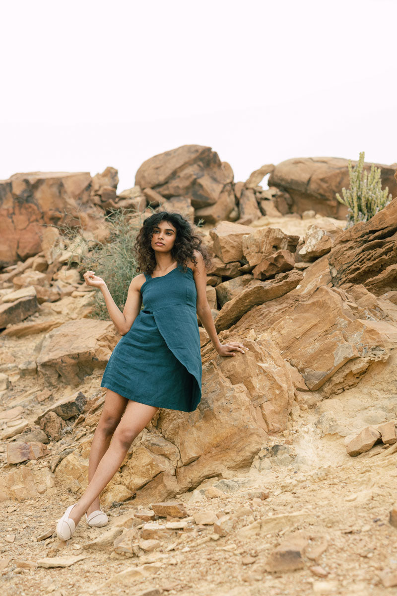 Braided Strap Dress - Chi Linen