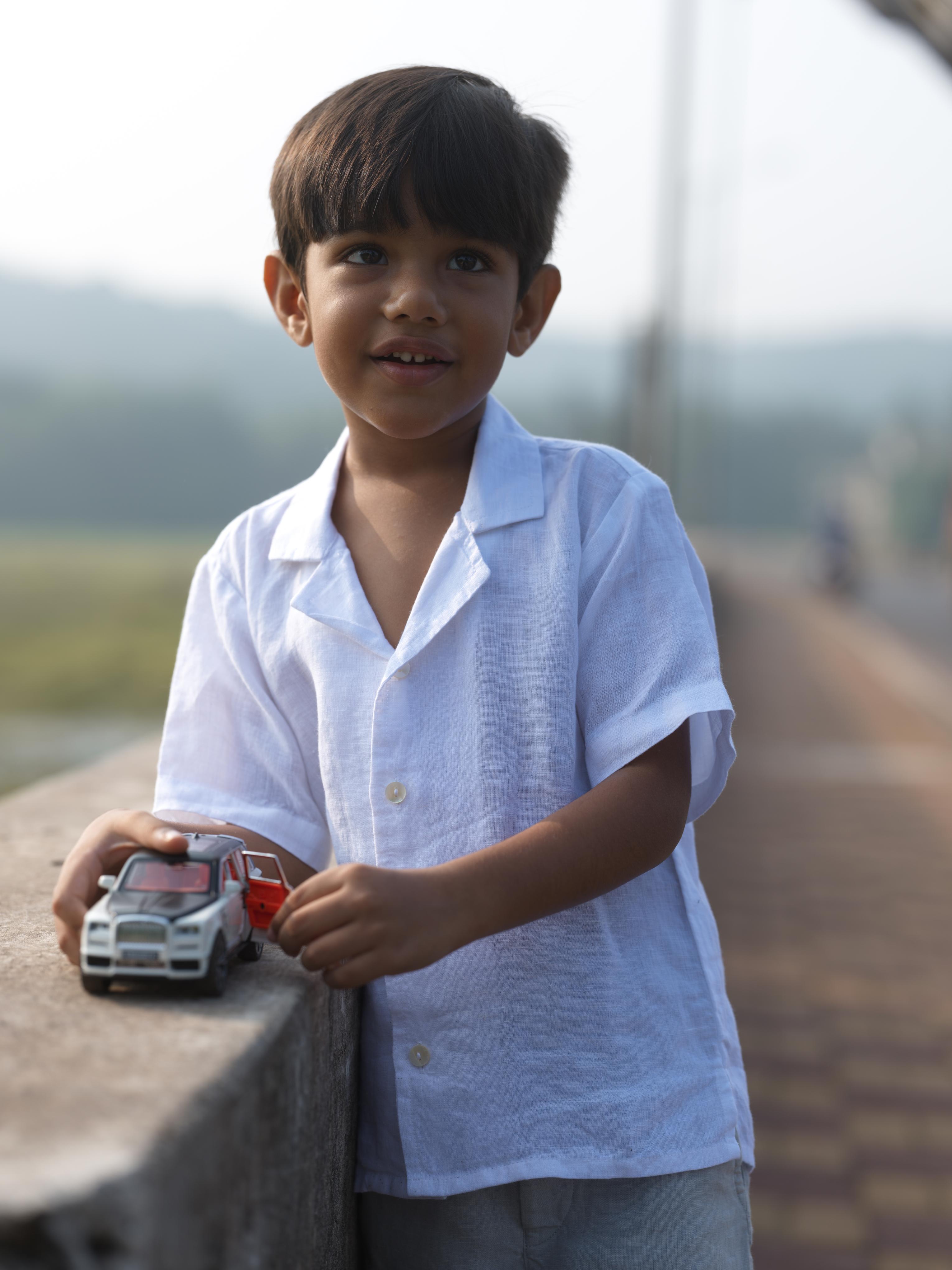 Boys Cuban Collar Shirt White