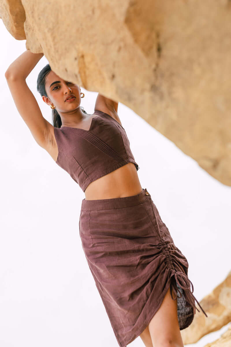 Drawstring skirt with bustier top - Chi Linen