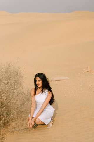 One Shoulder criss-cross Dress - Chi Linen