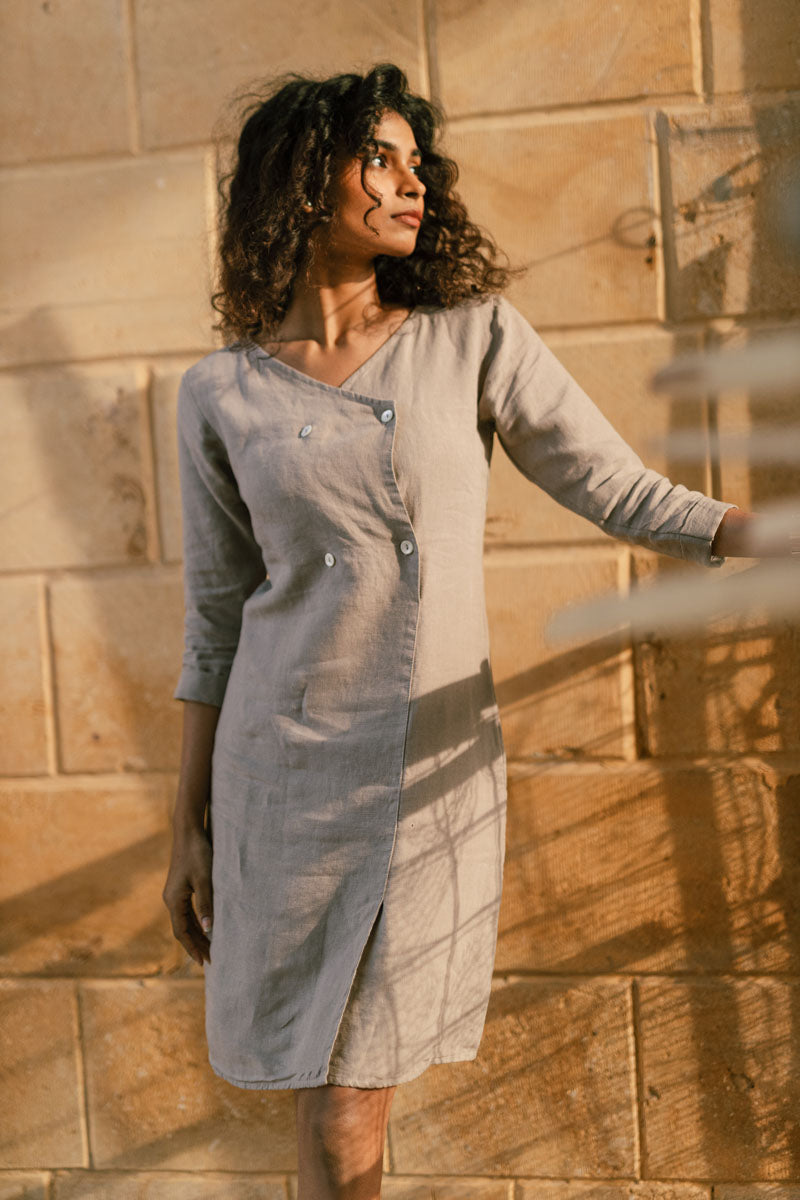 Four button Dress - Chi Linen