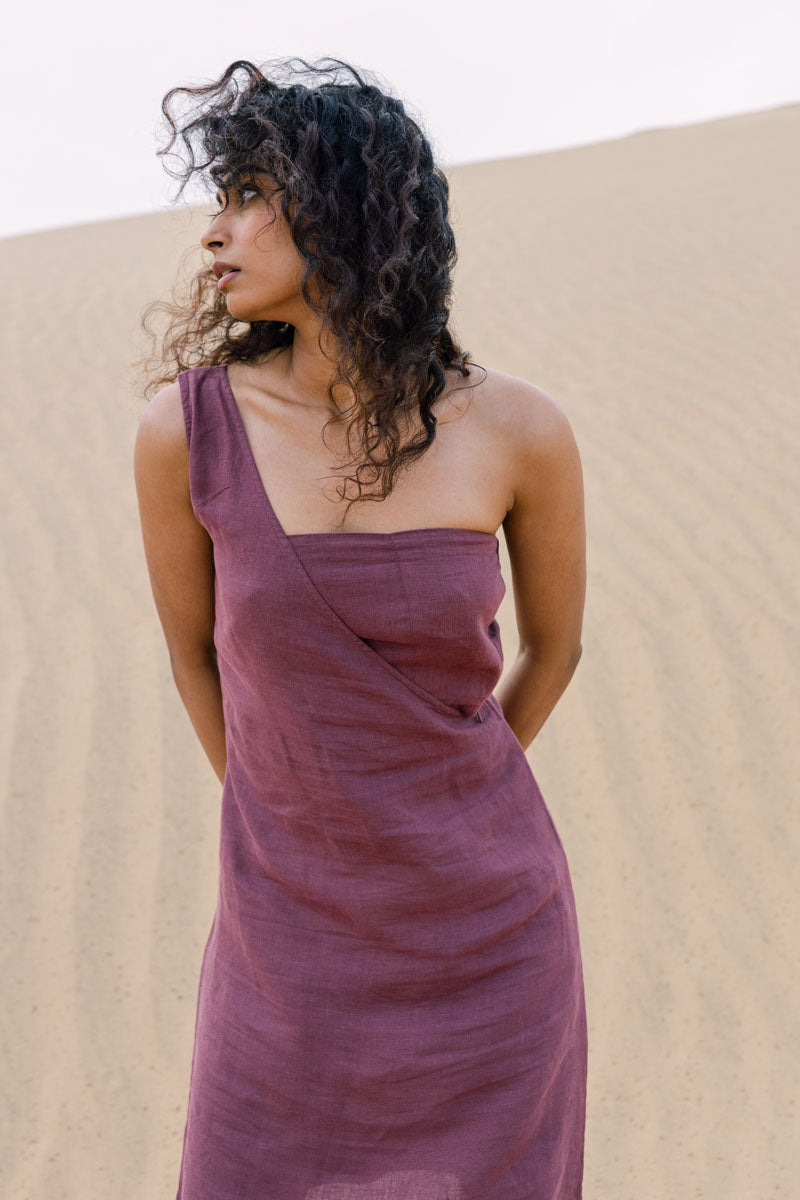 2 piece one shoulder dress - Chi Linen