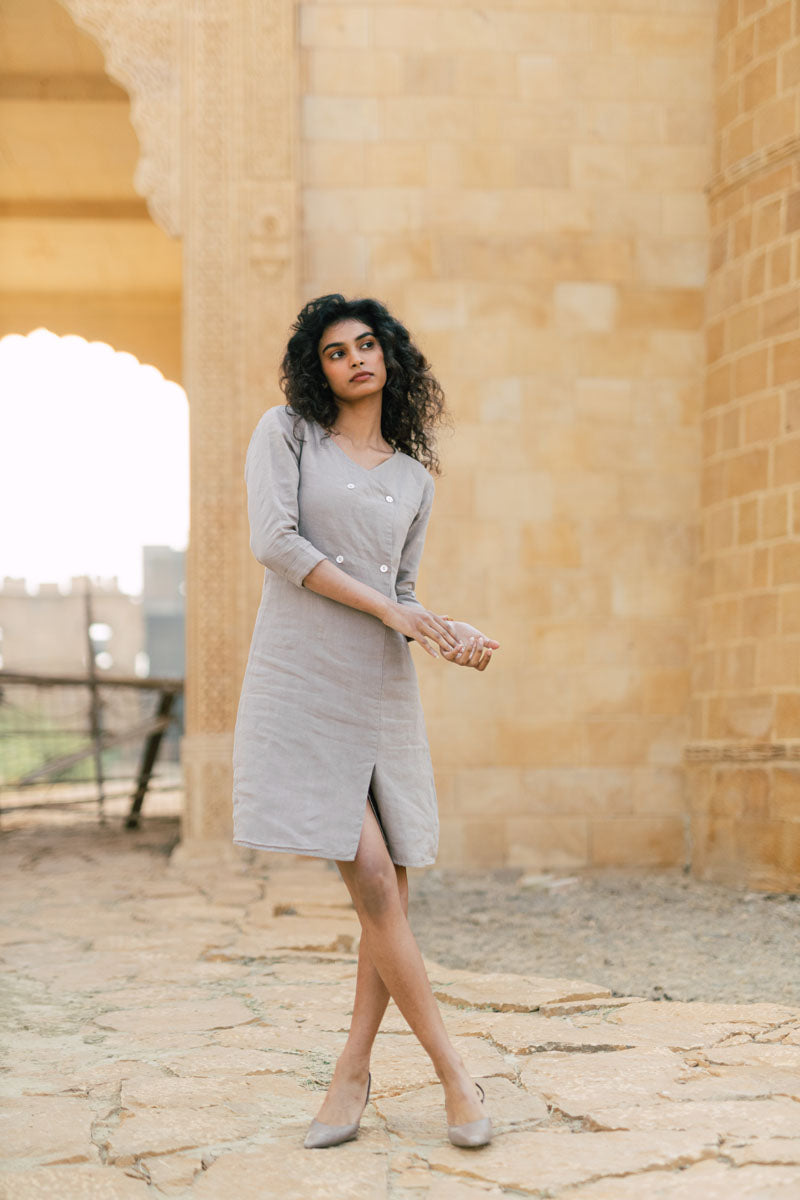 Four button Dress - Chi Linen