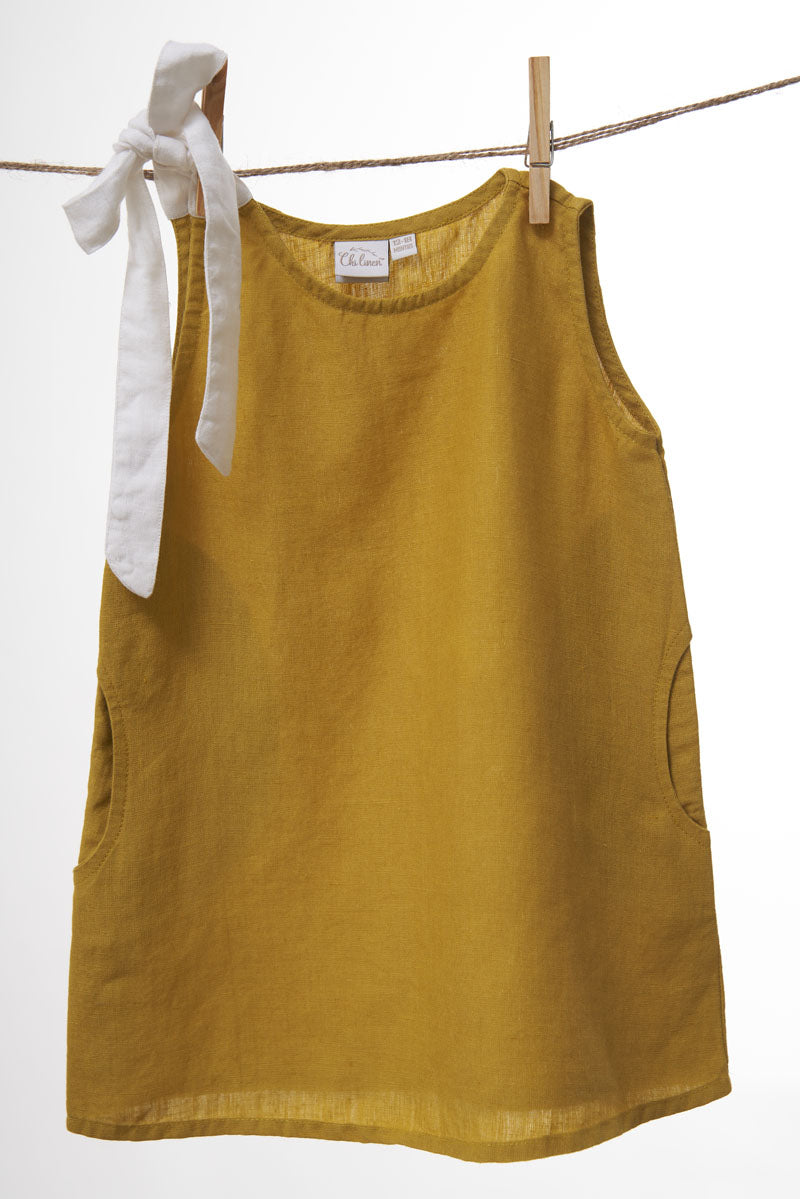 One Shoulder Tie-up Frock - Chi Linen