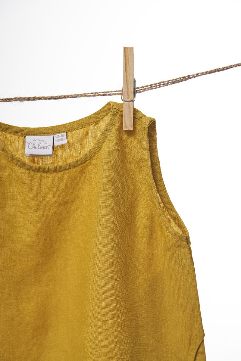 One Shoulder Tie-up Frock - Chi Linen