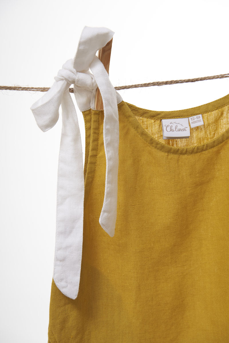 One Shoulder Tie-up Frock - Chi Linen