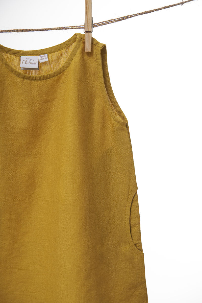 One Shoulder Tie-up Frock - Chi Linen