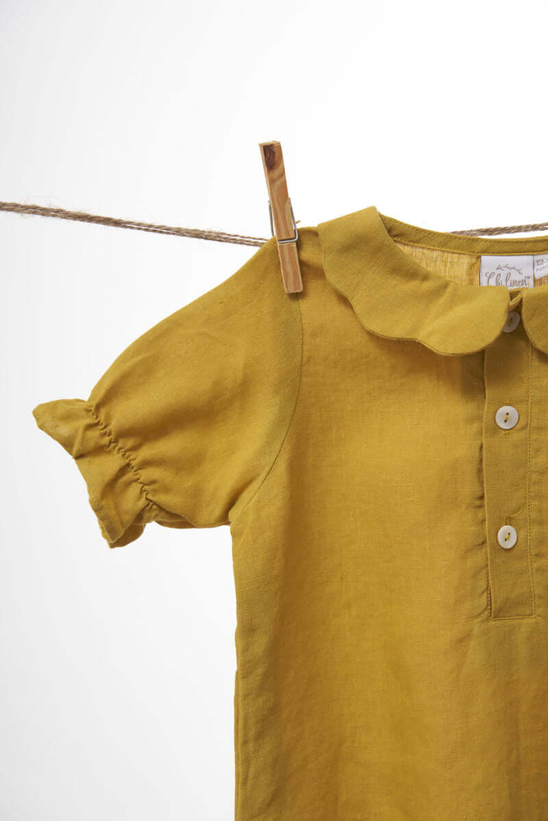 Puff Sleeve Romper - Chi Linen