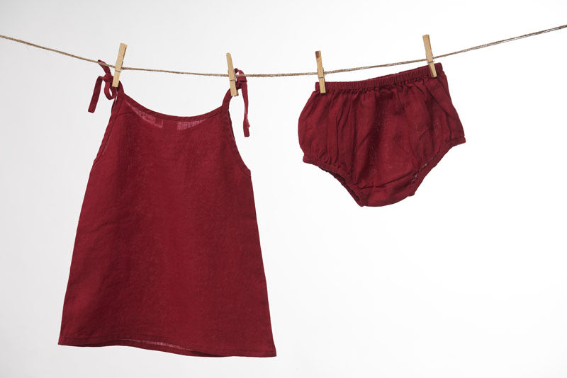 Cherry Tie-Up Shoulder Flower Frock - Chi Linen