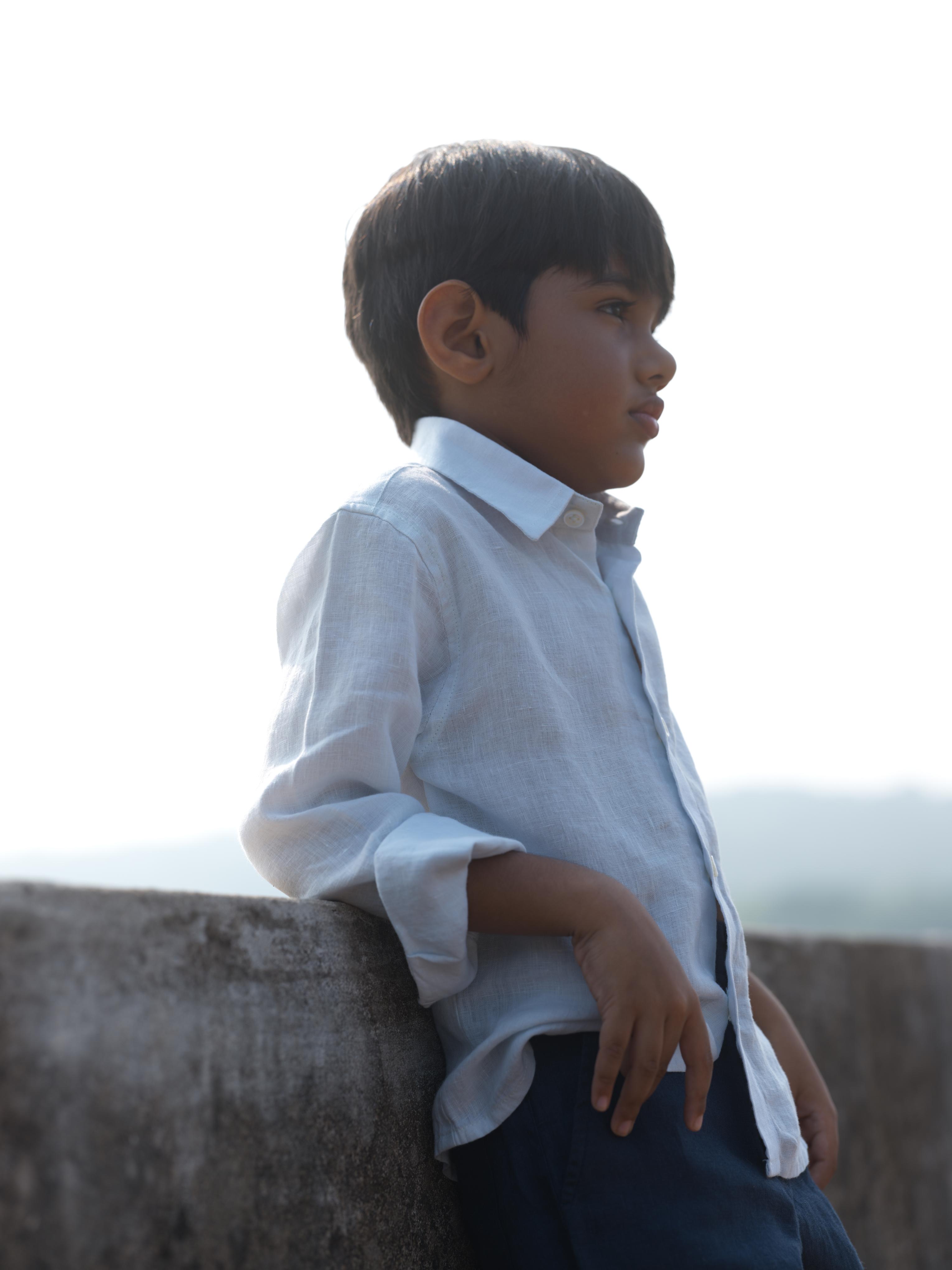 Boys Regular Collar Shirt Ice Blue