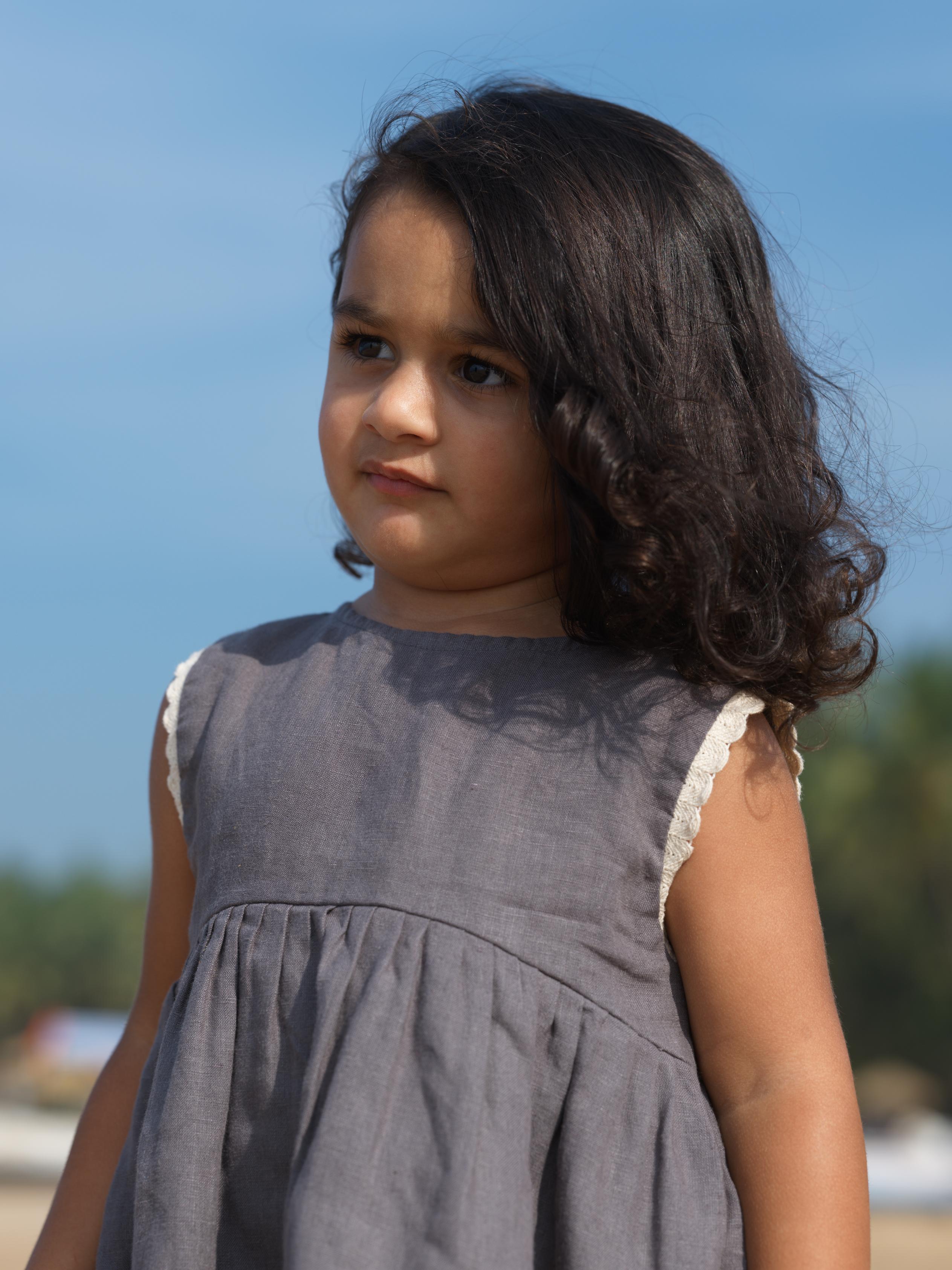 Girls Two Layer Sleeveless Dress Stone Grey / Cloud Grey