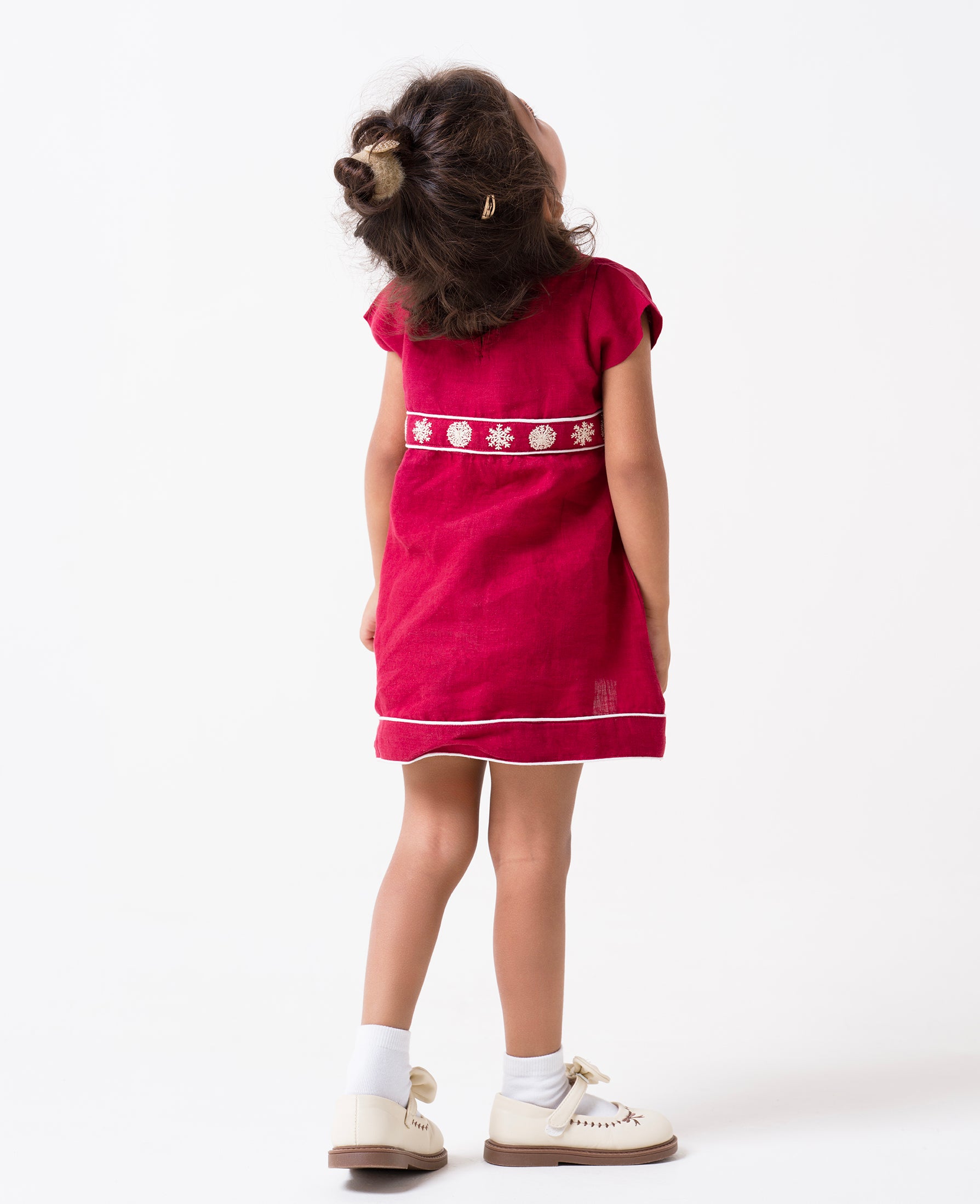 Hand-Embroidered Cap Sleeve Dress