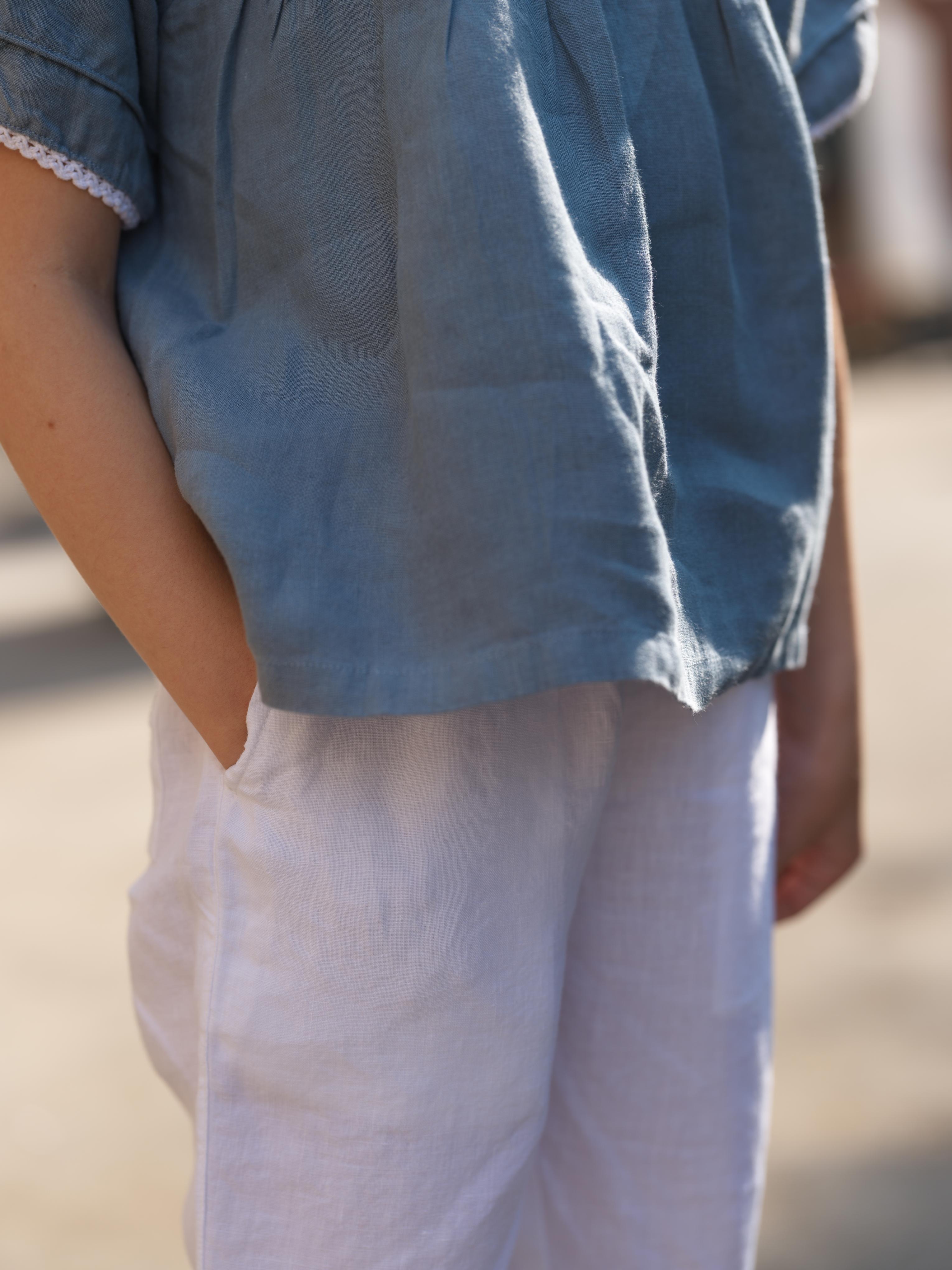 Girl Cord Piping Top & Trousers Co-ords set Airforce Blue / White