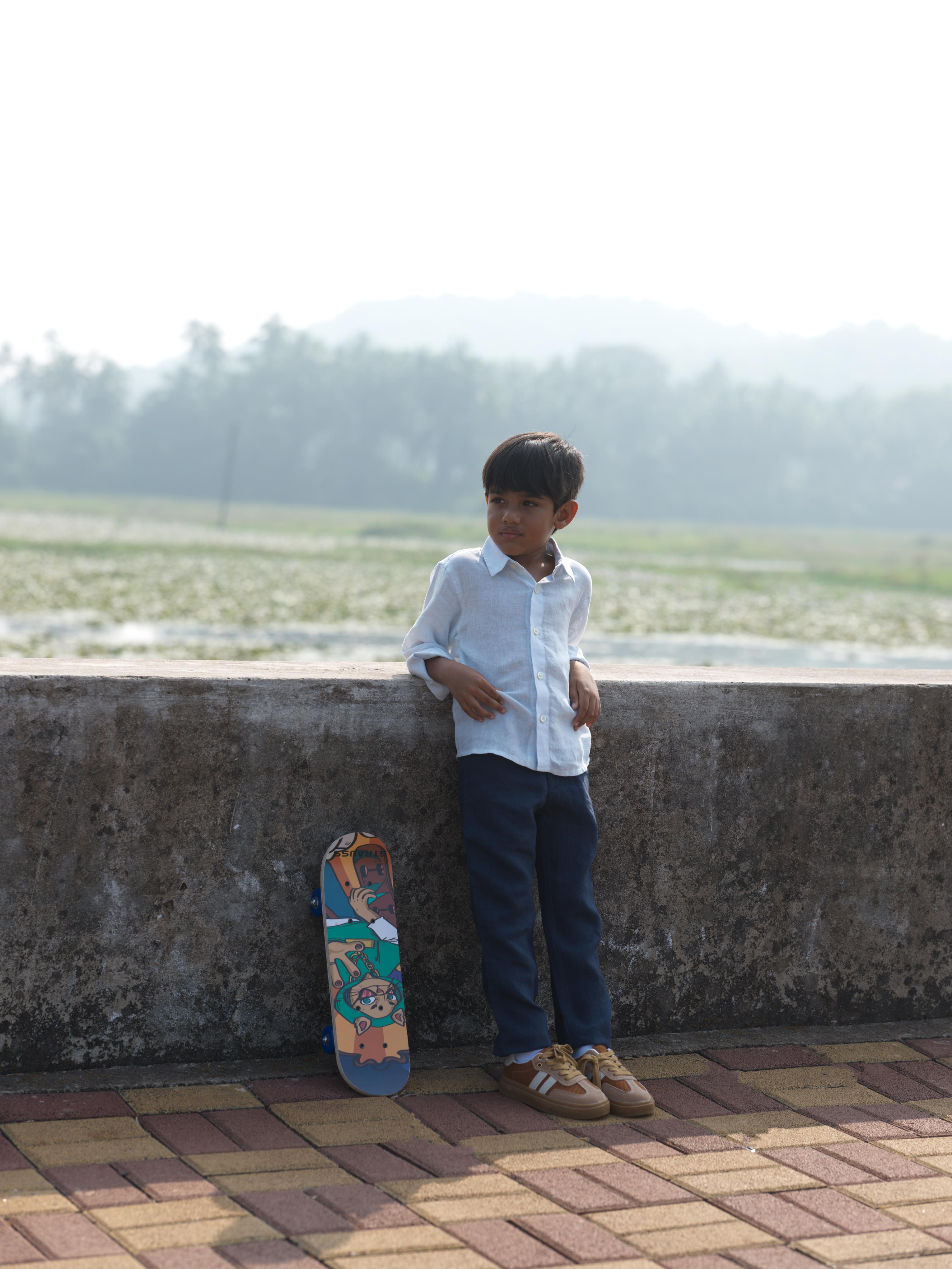 Boys Regular Collar Shirt Ice Blue