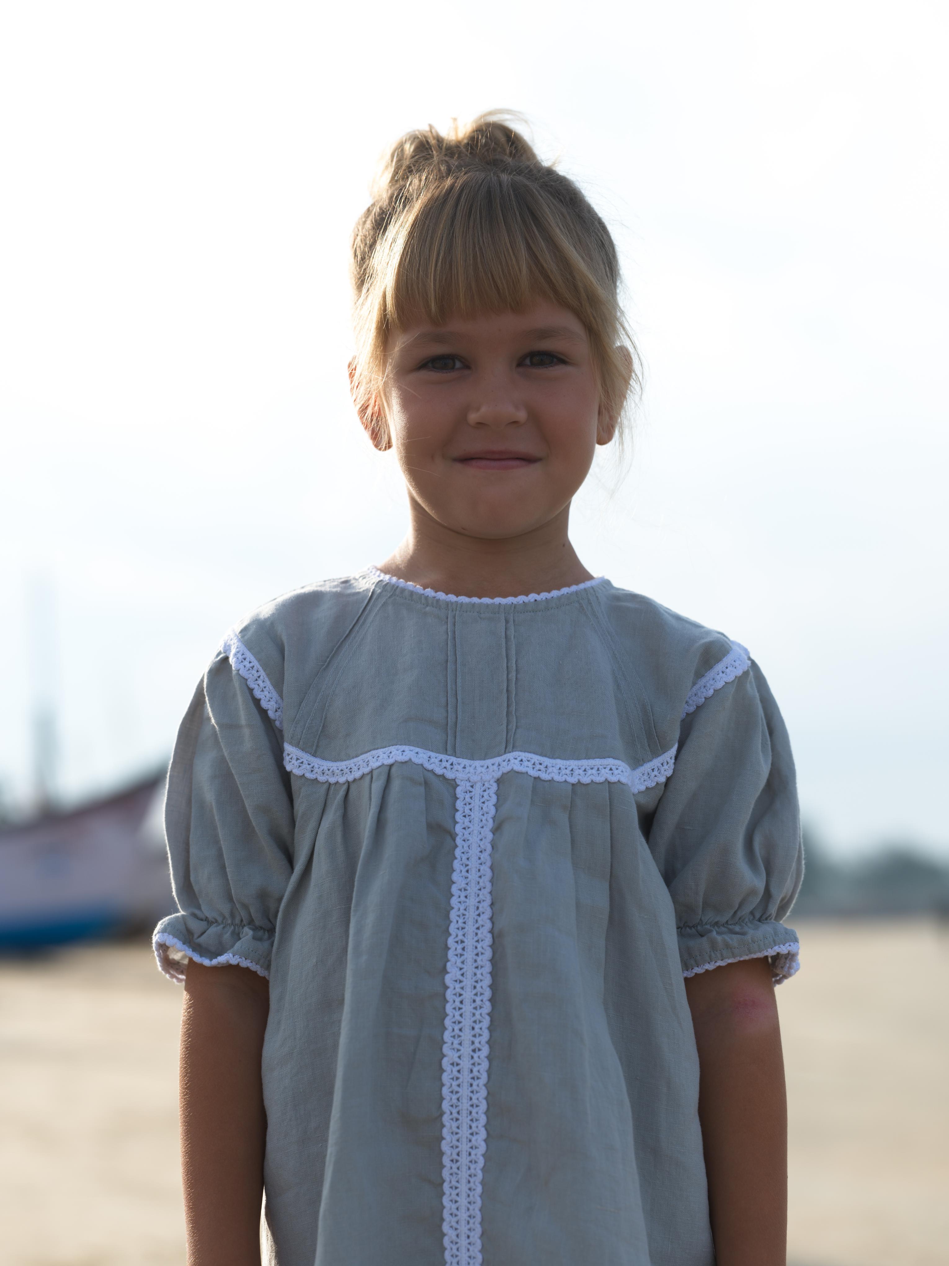 Girls Puff Sleeve Vintage Dress Cloud Grey