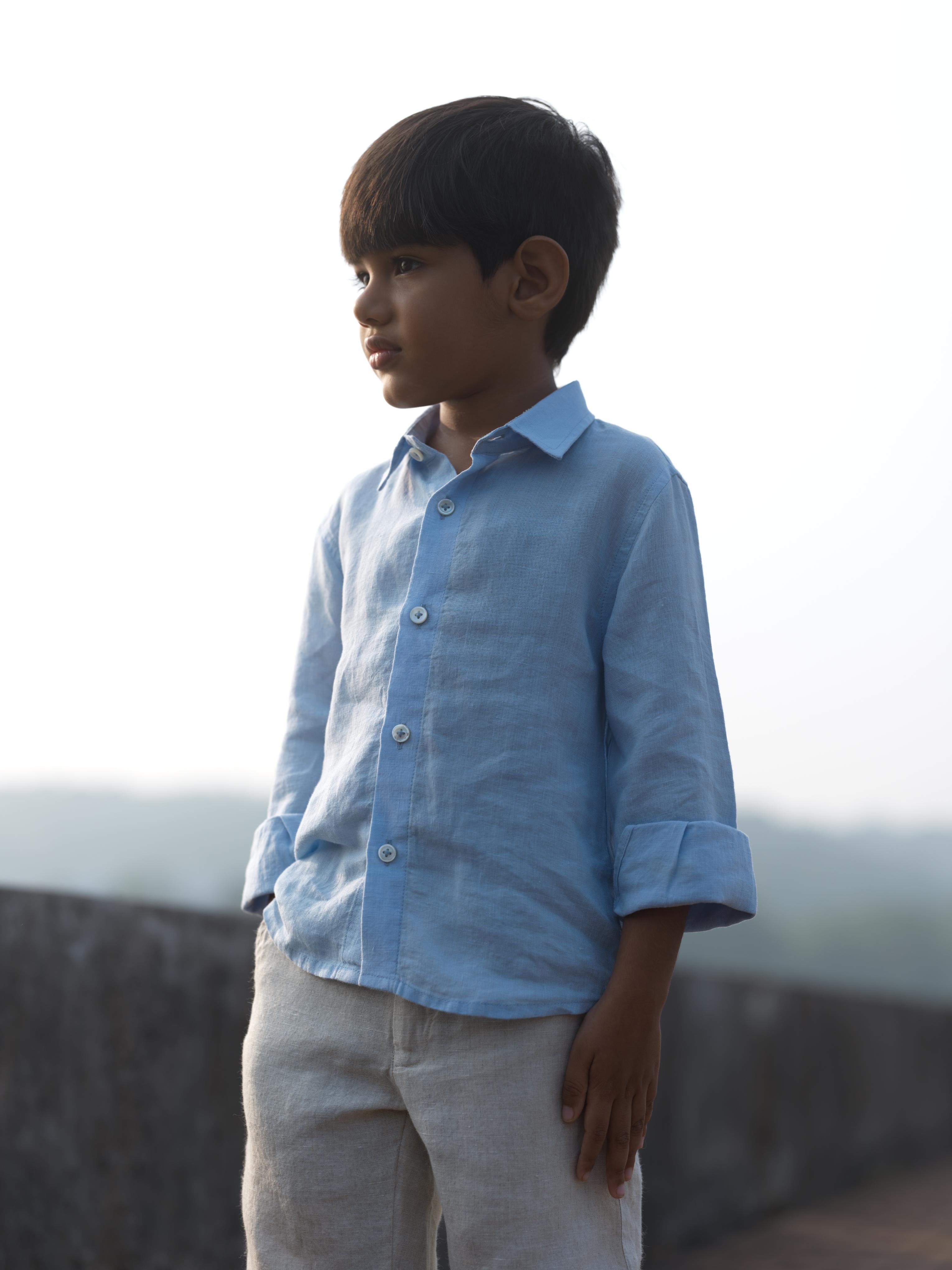 Boys Regular Collar Shirt Sky Blue