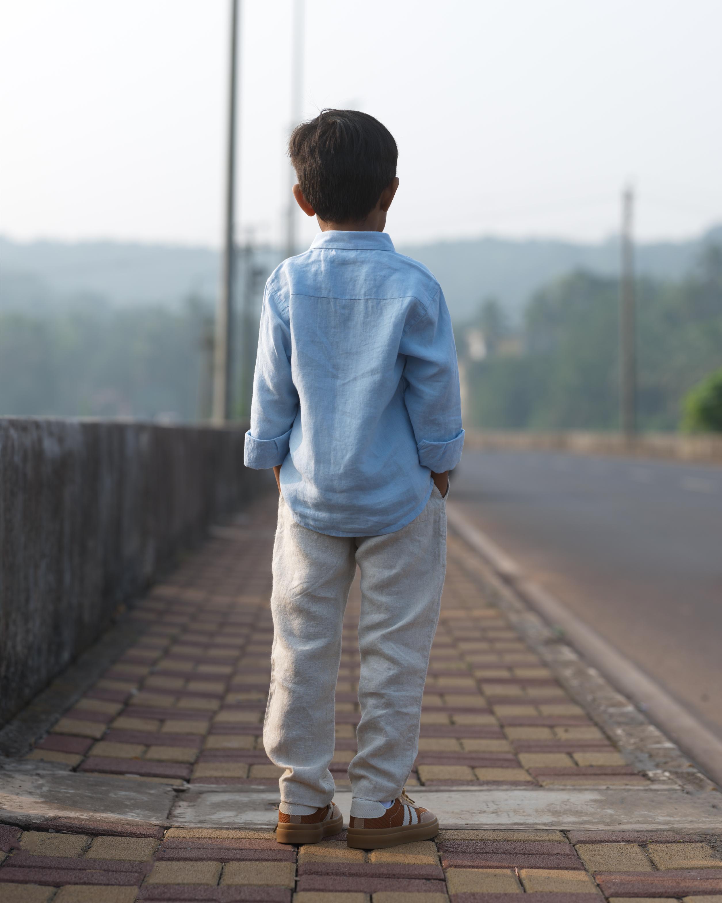 Boys Regular Collar Shirt Sky Blue