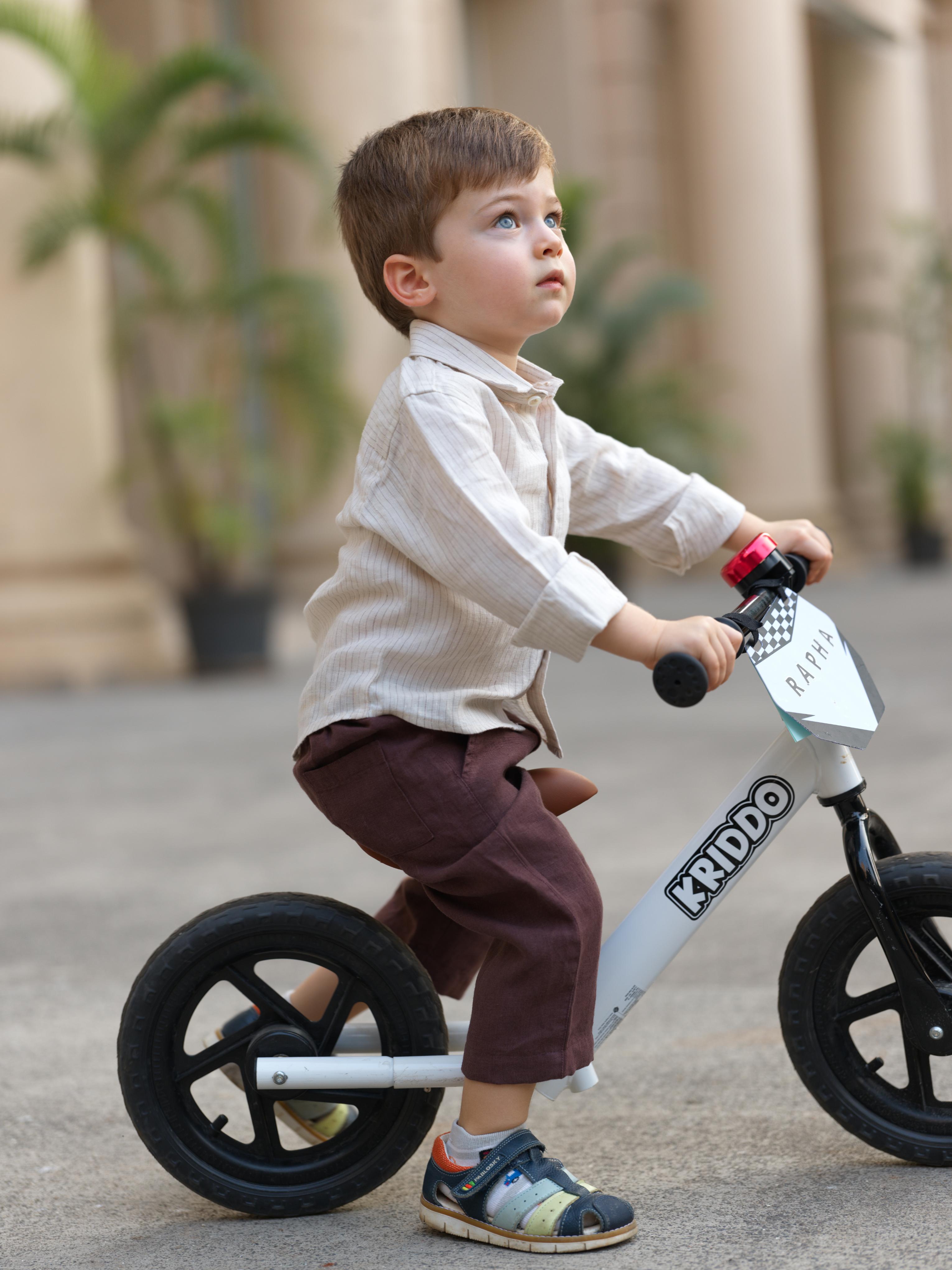 Boys Regular Collar Shirt Beige Lines