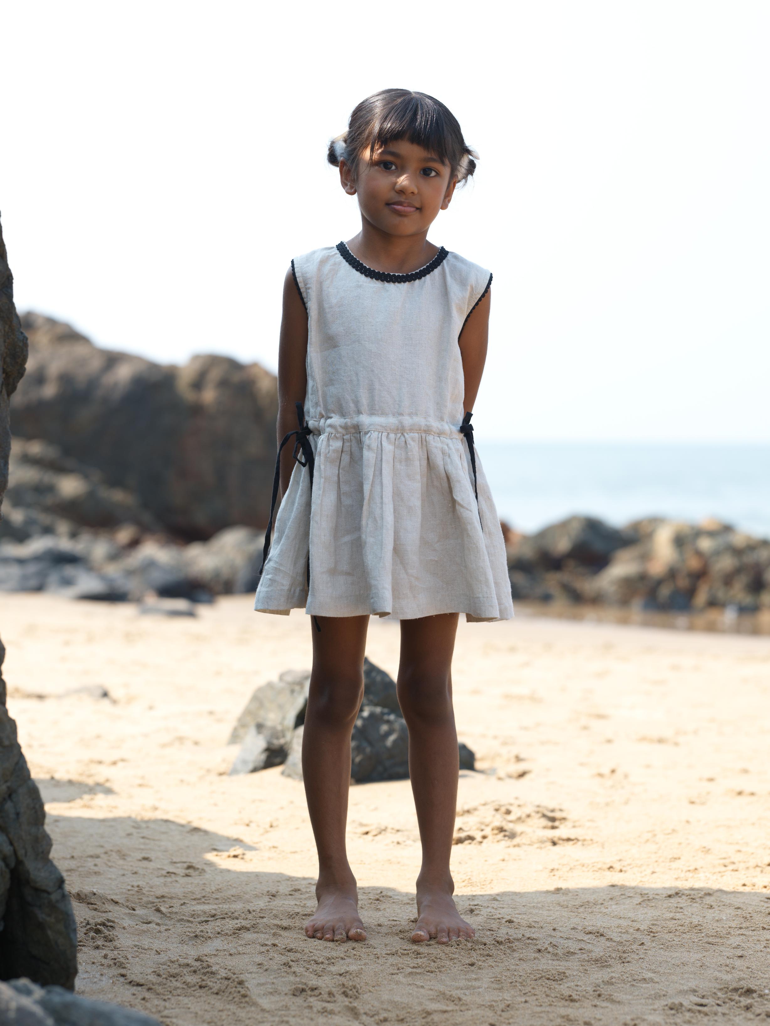 Girls Sleeveless Drawstring Natural