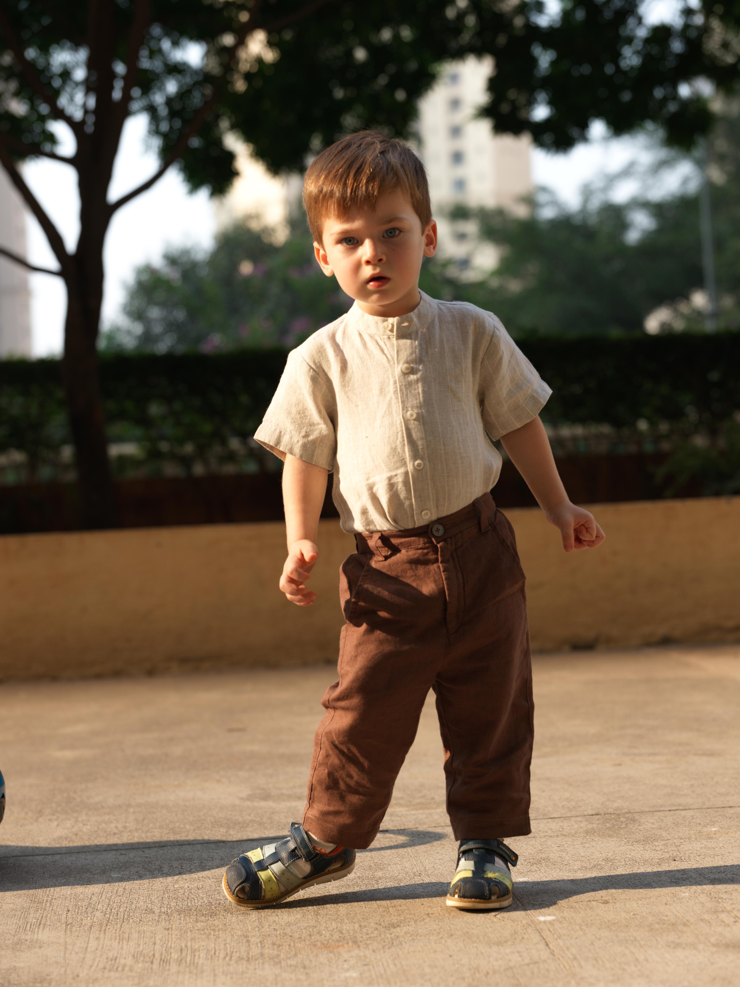 Boys Mandarin Collar Shirt Cloud Grey