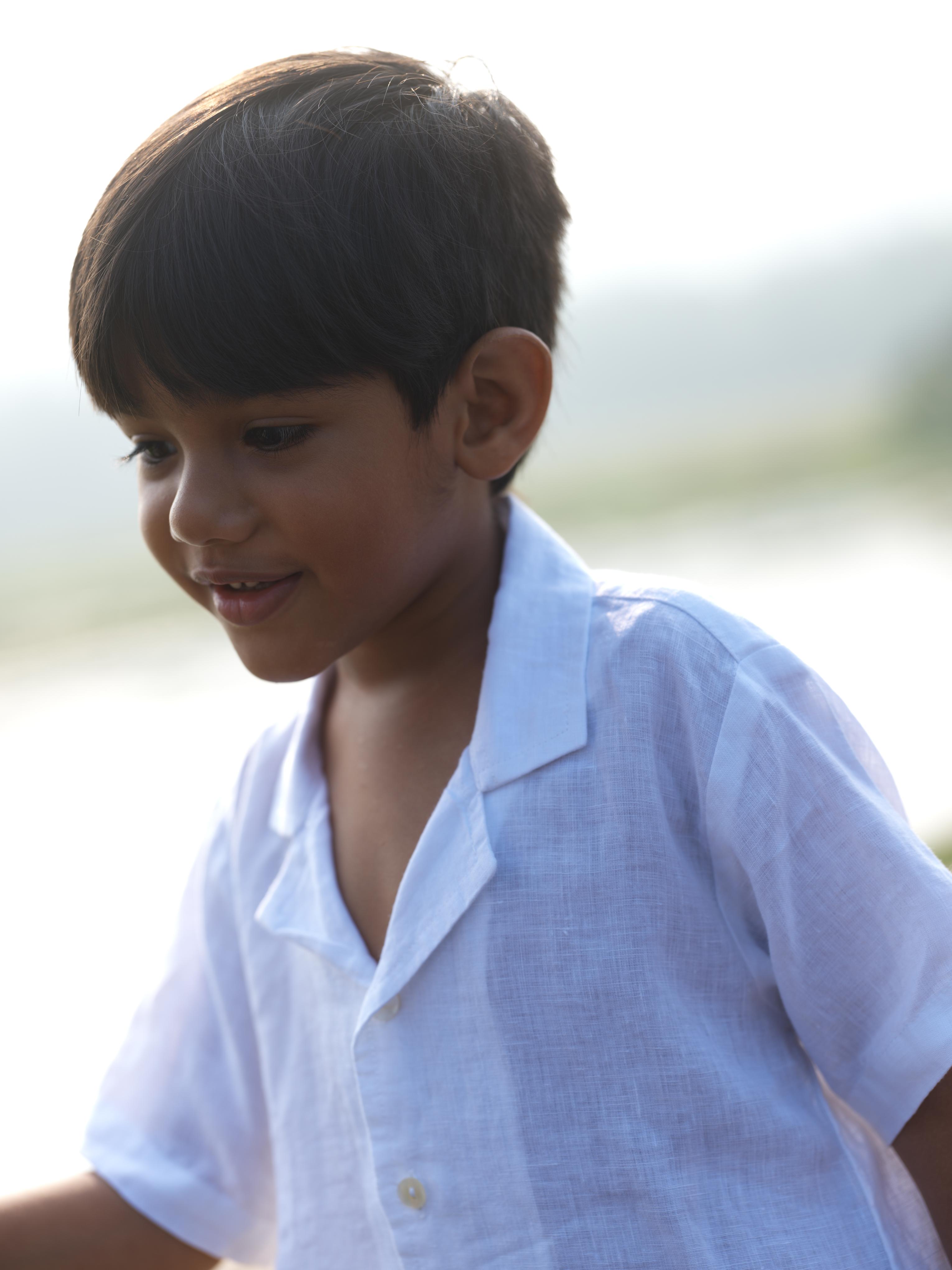 Boys Cuban Collar Shirt White