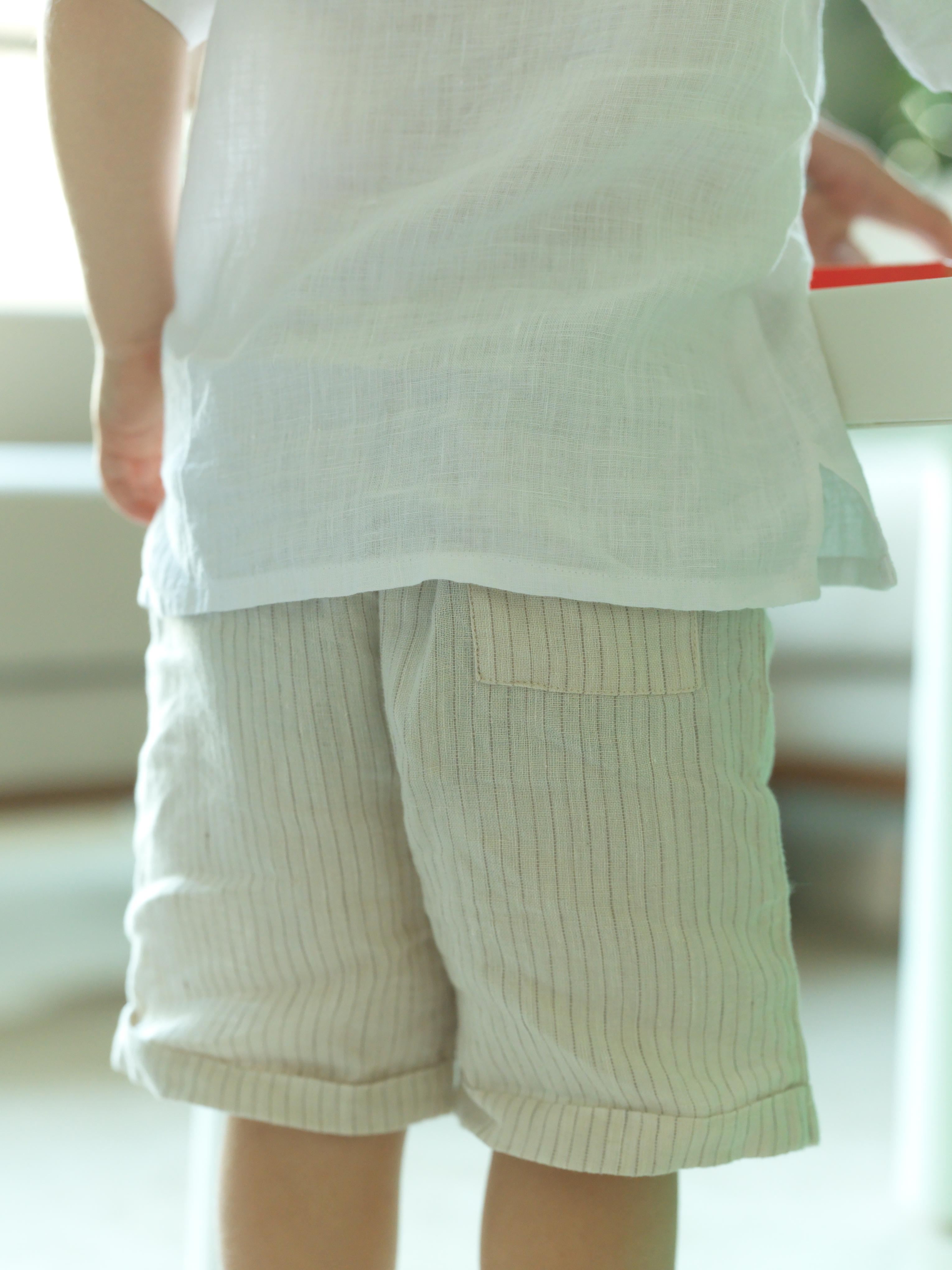 Boys Basic Shorts Beige Lines