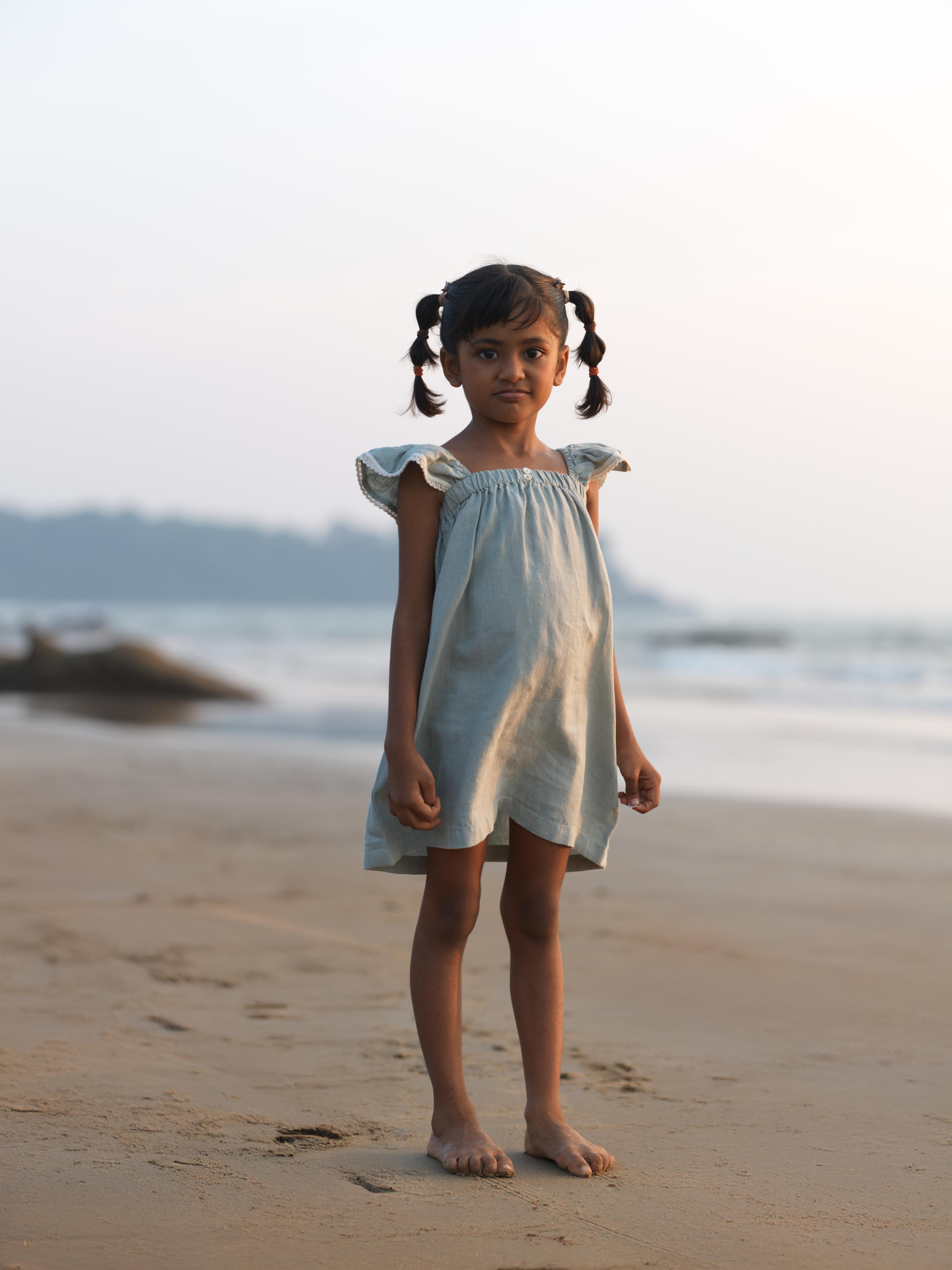 Girls Elasticated Flared Sleeve Dress Mint Green