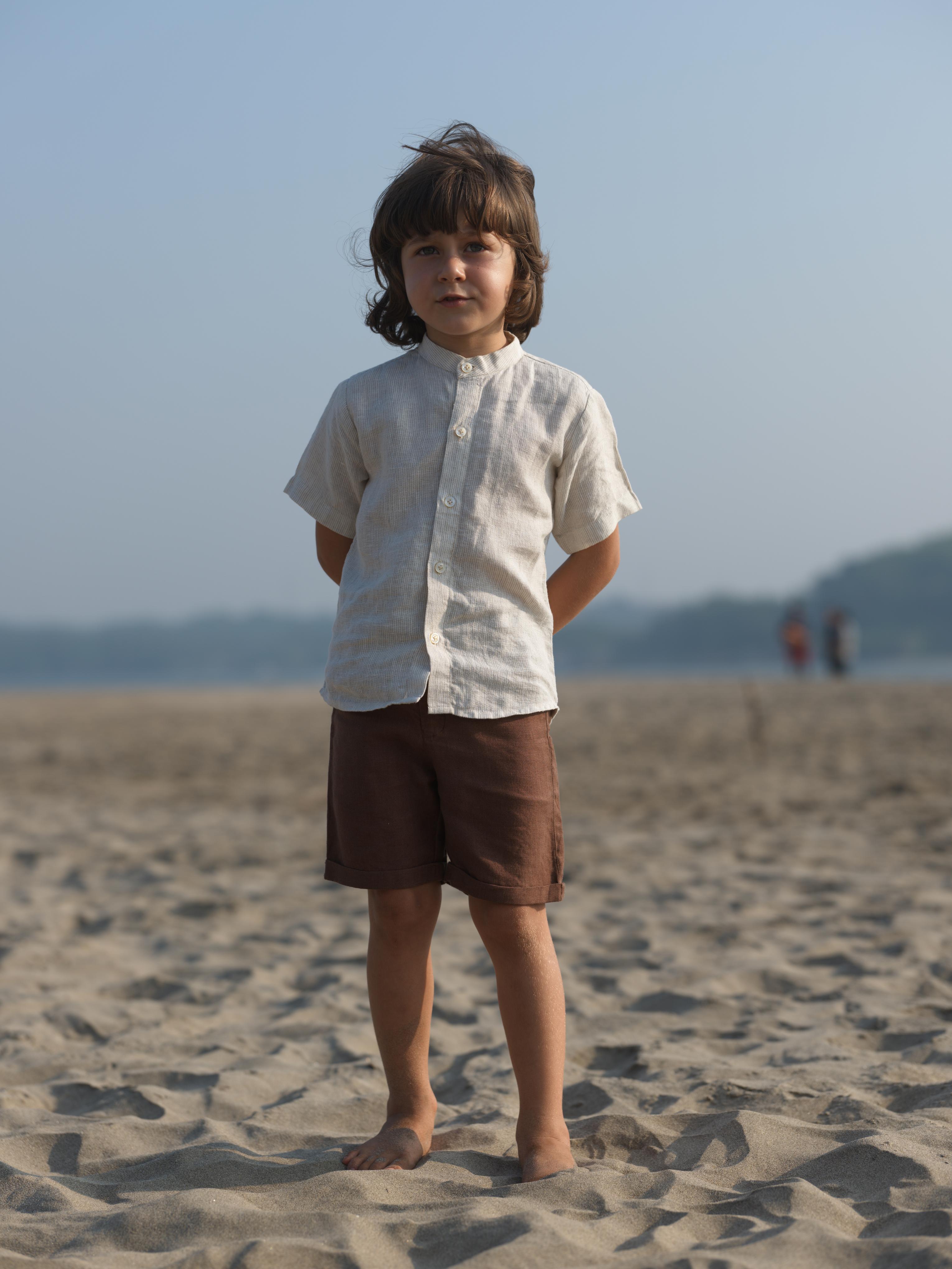 Boys Mandarin Collar Shirt Fade Fine