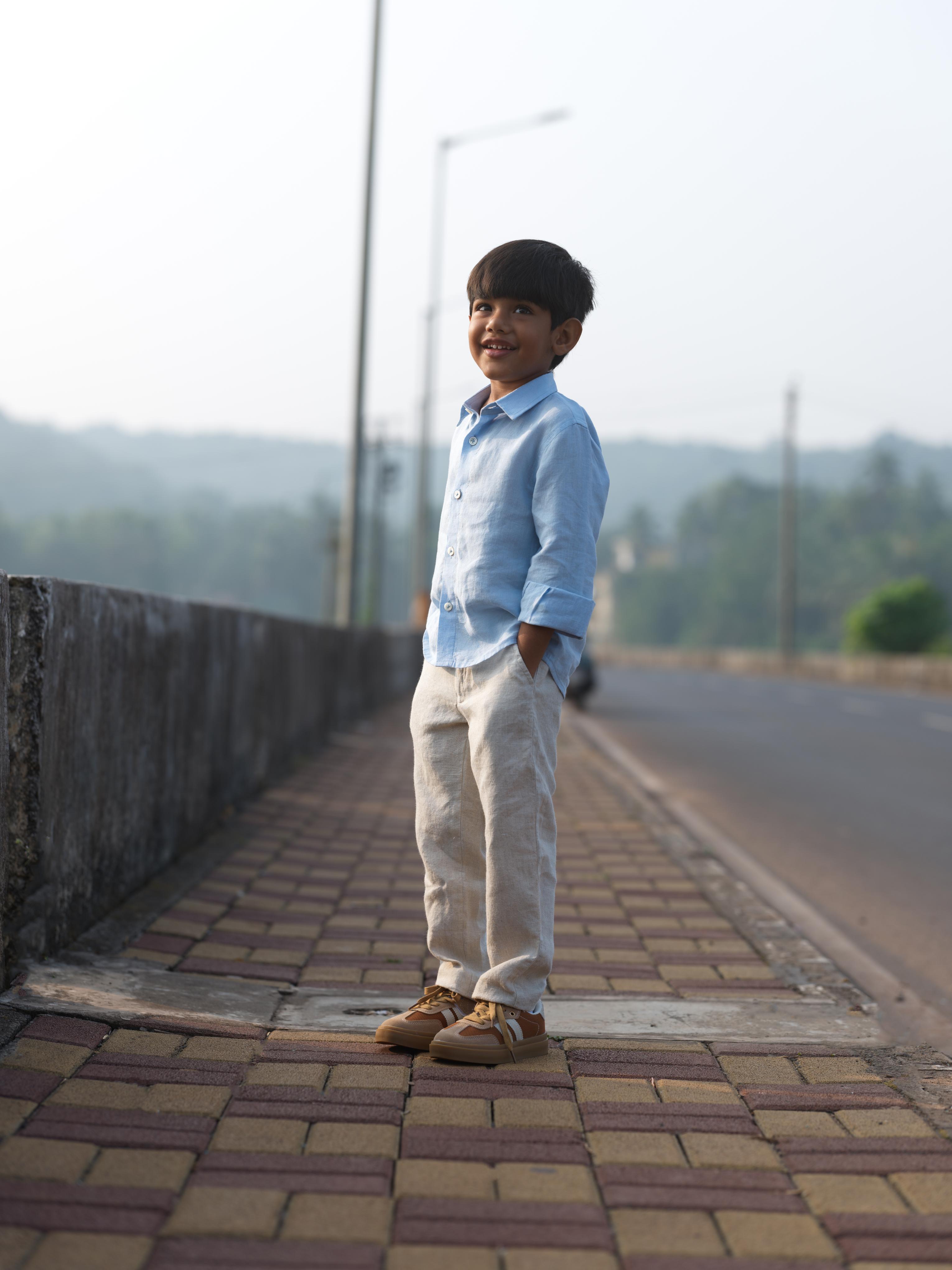 Boys Regular Collar Shirt Sky Blue