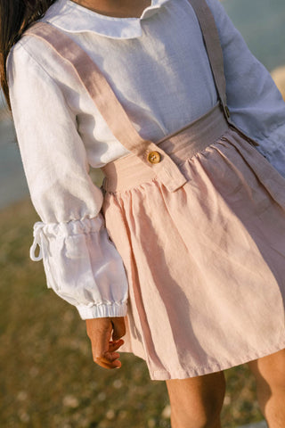 Suspender Skirt With Shirt Set - Chi Linen