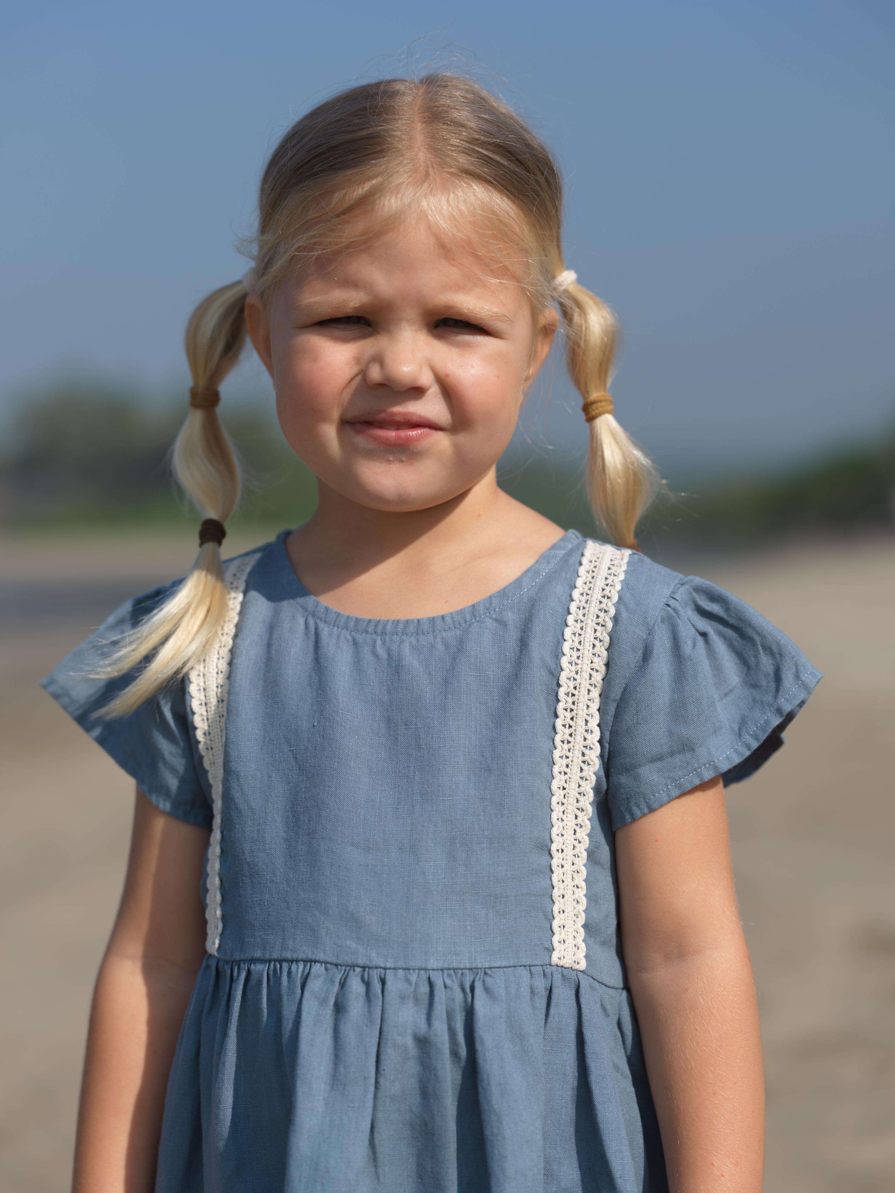 Girl Flared Sleeve Lace Detail Dress Airforce Blue