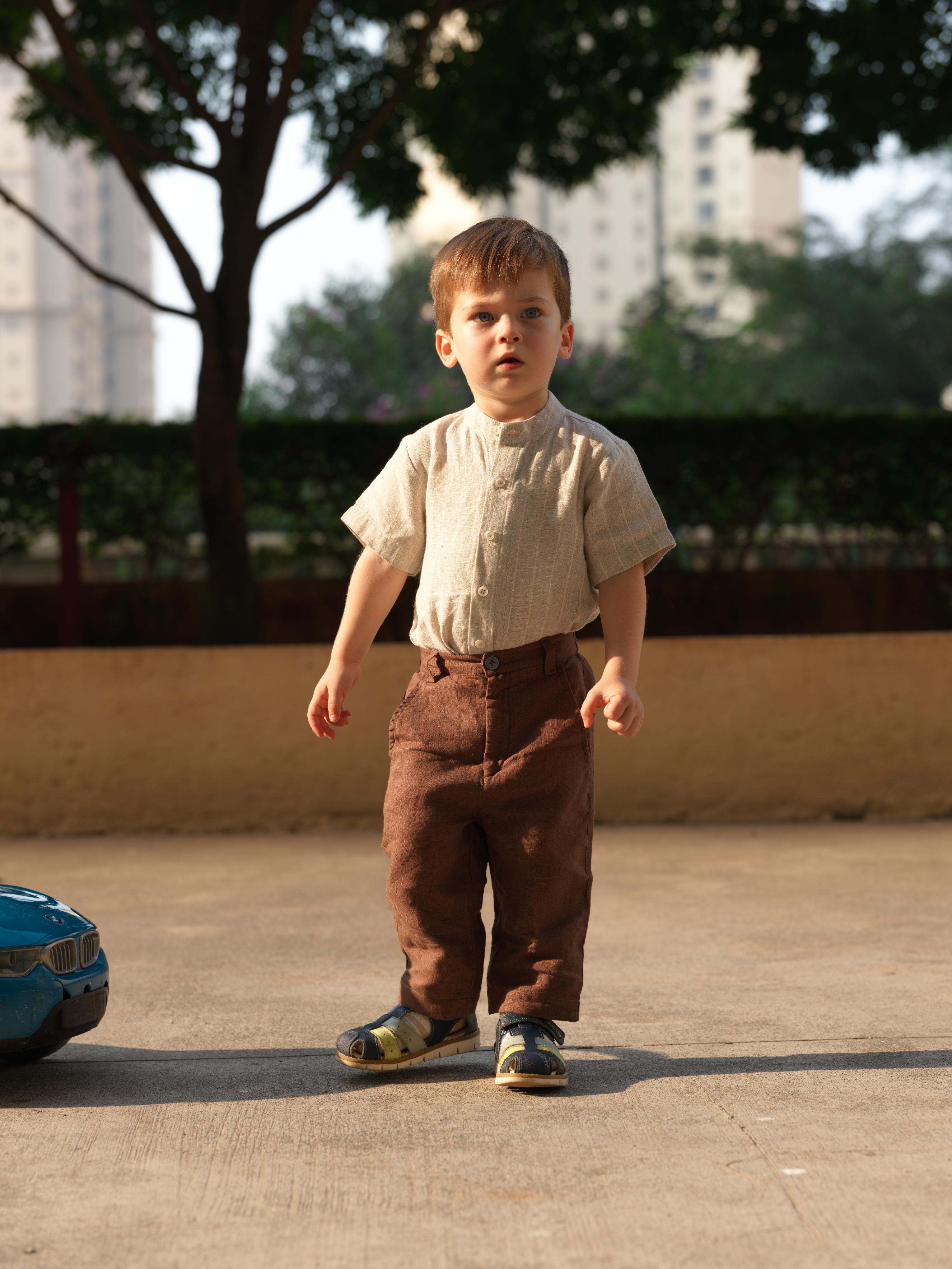 Boys Mandarin Collar Shirt Cloud Grey