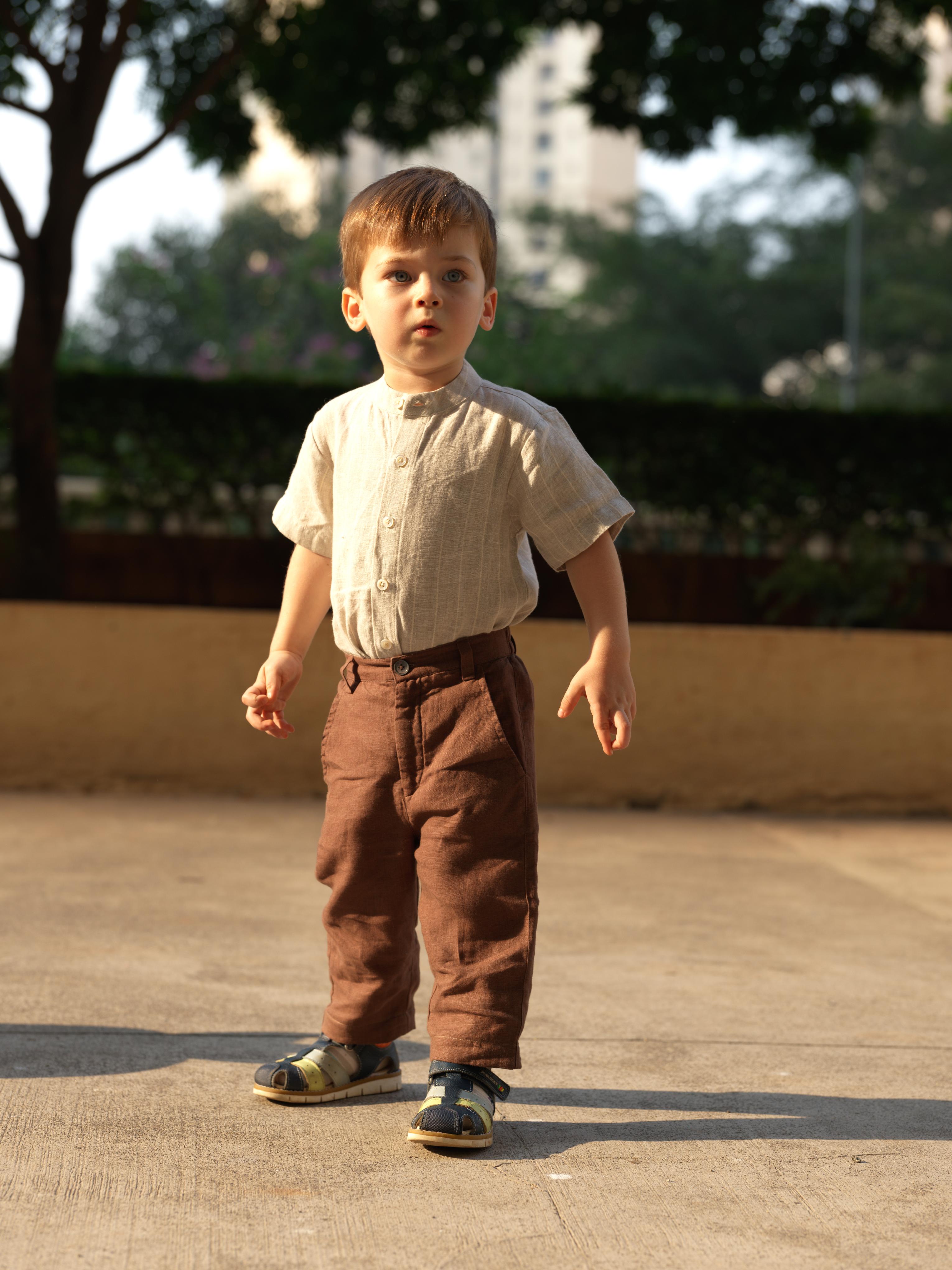 Boys Mandarin Collar Shirt Cloud Grey