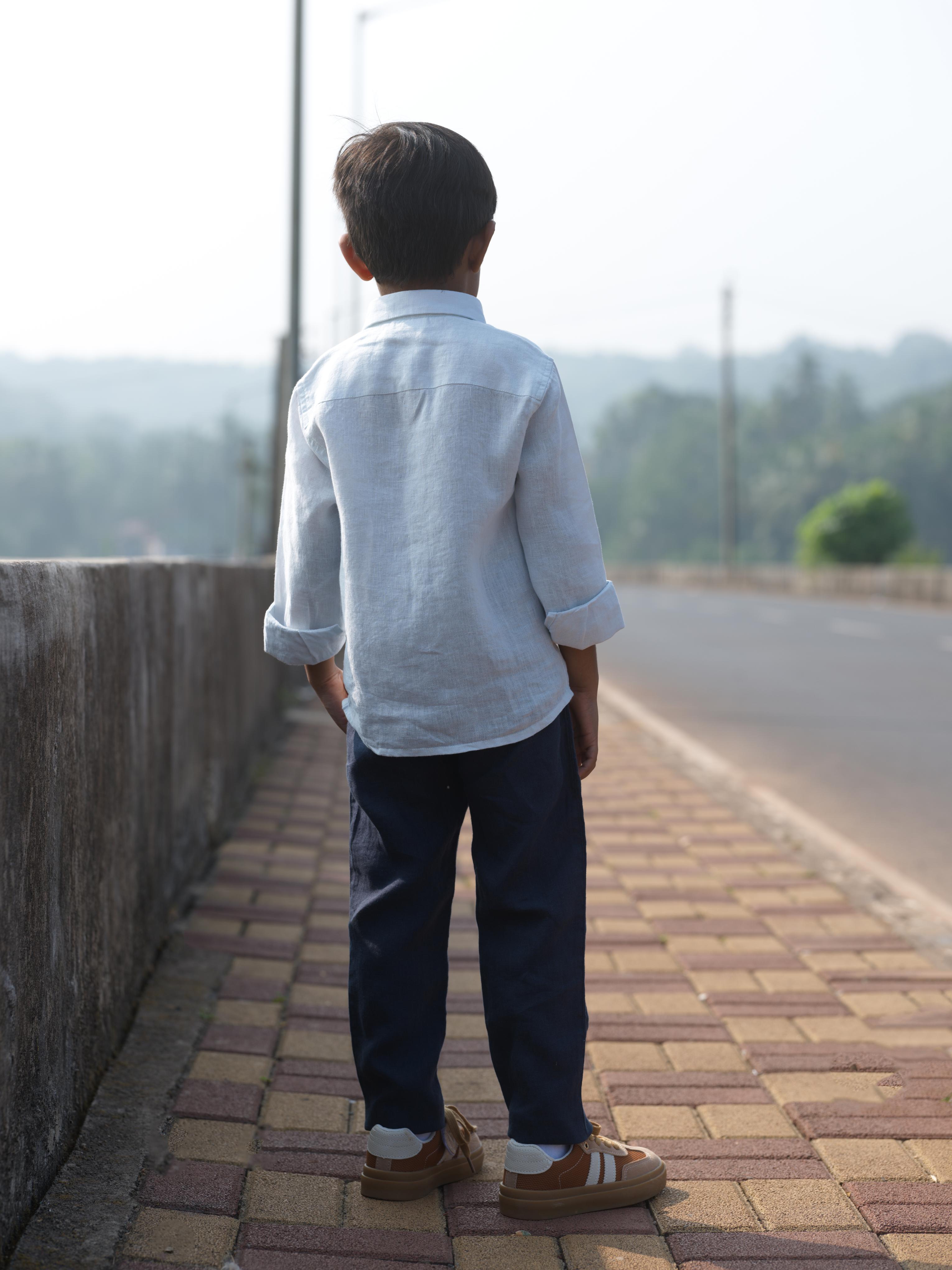 Boys Regular Collar Shirt Ice Blue